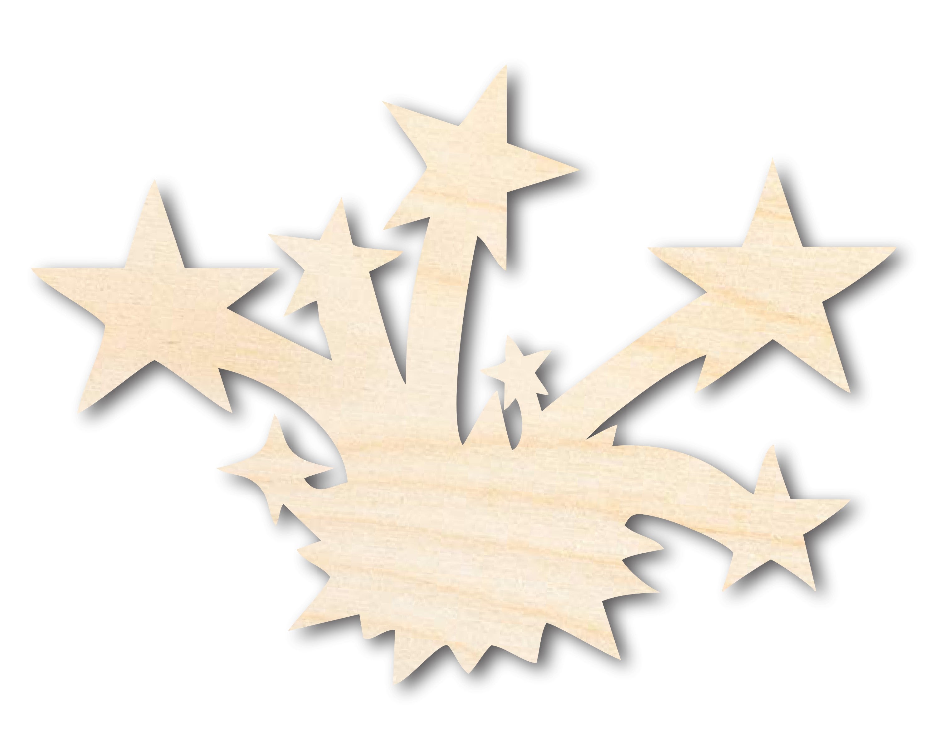 Unfinished Wood Fireworks - Shaped Craft Supplies Suitable for Up to 46 - Piece Projects