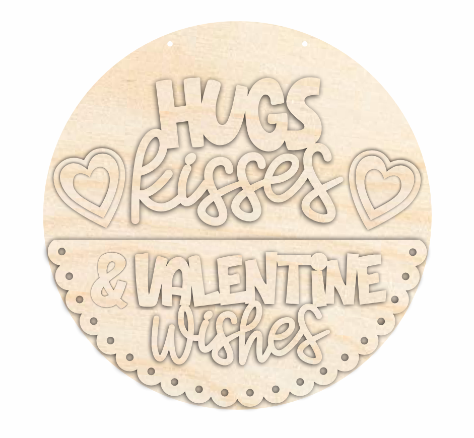1/4 Thick Unfinished Wood Door Sign Kit for Hugs, Kisses & Valentine Wishes