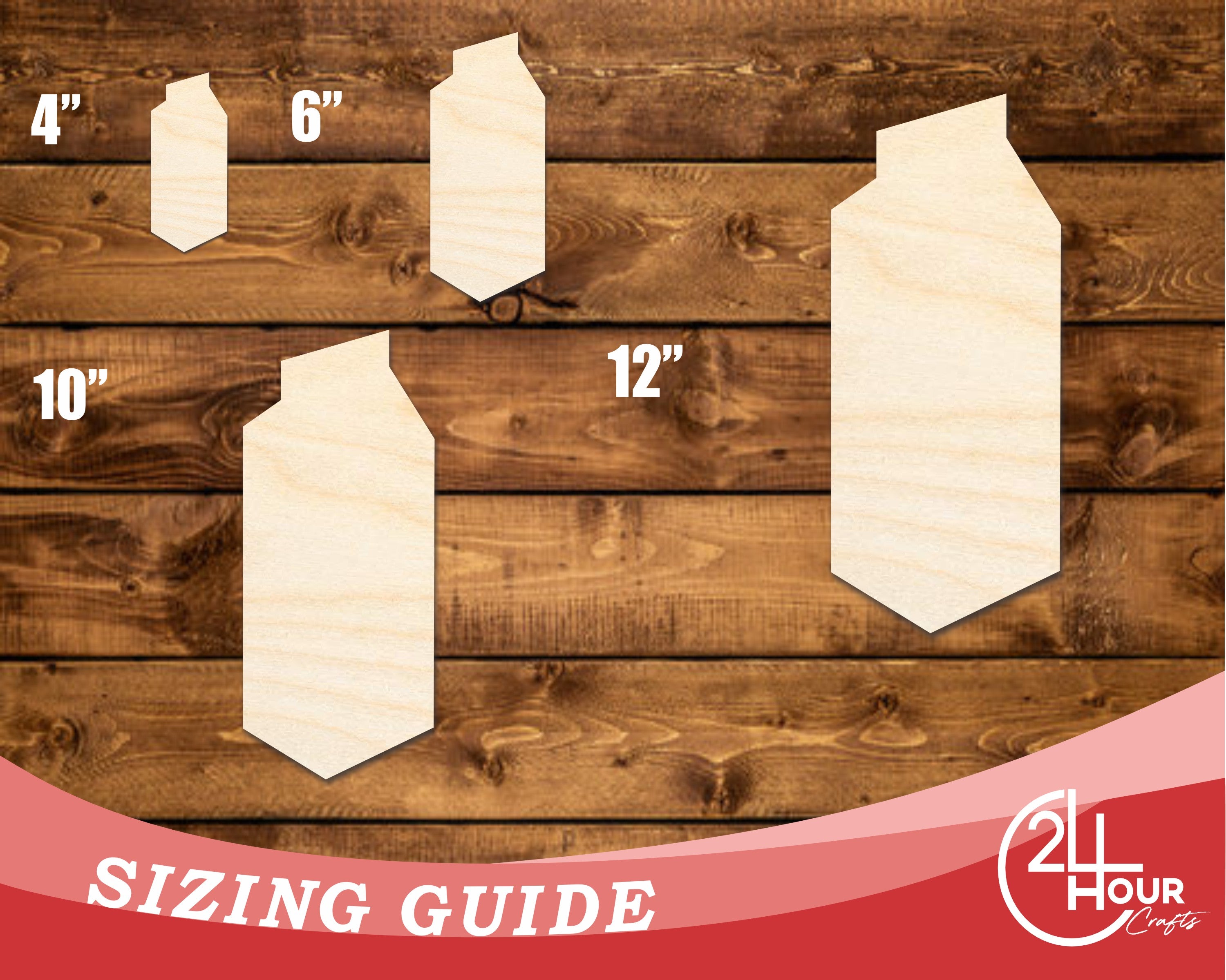 Unfinished DIY Craft Cutout in Wood Juice Carton Shape for Up to 46 DIY Projects