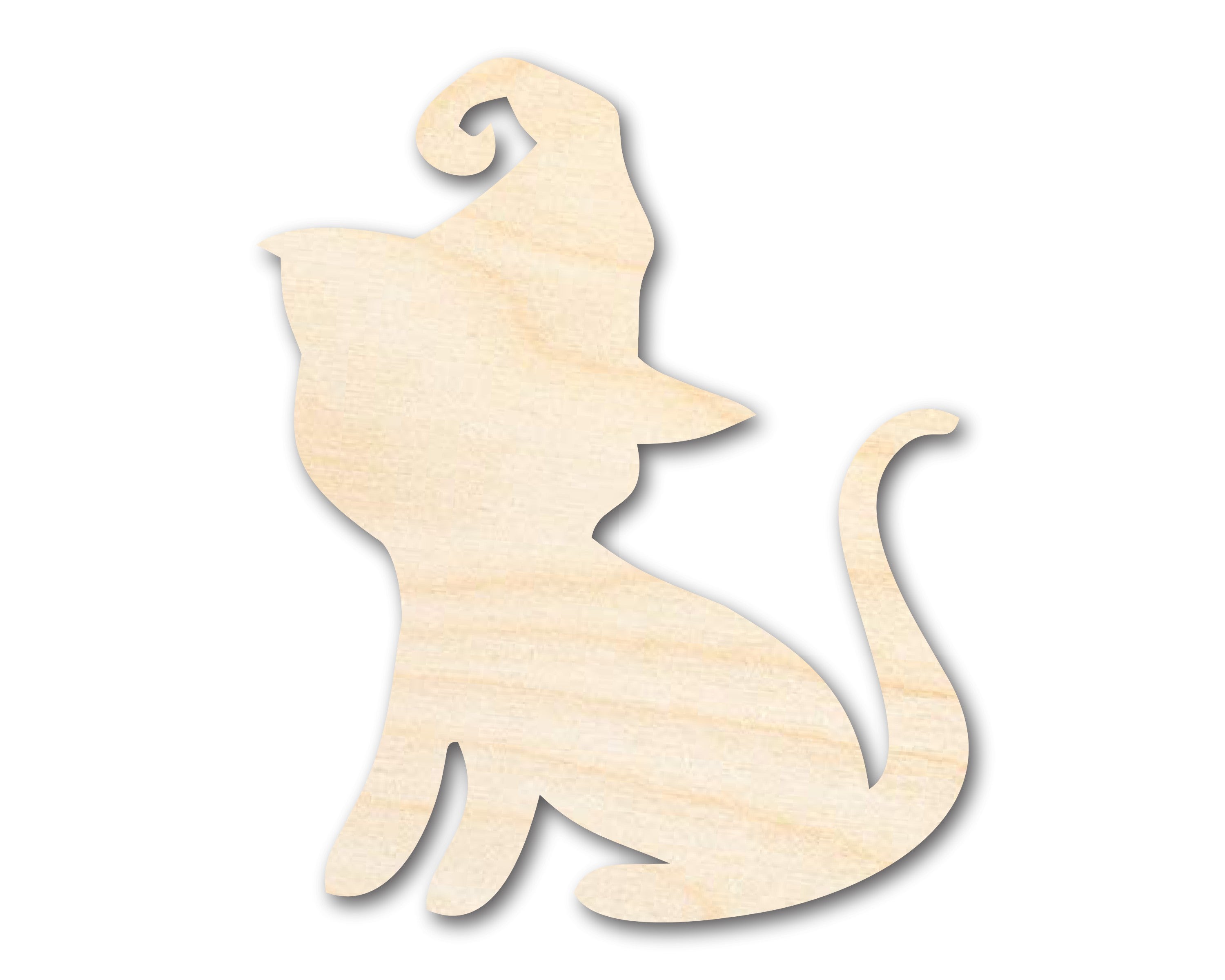 Unfinished Baltic Birch Wood Witch Cat Shape for Crafts (Up to 36
