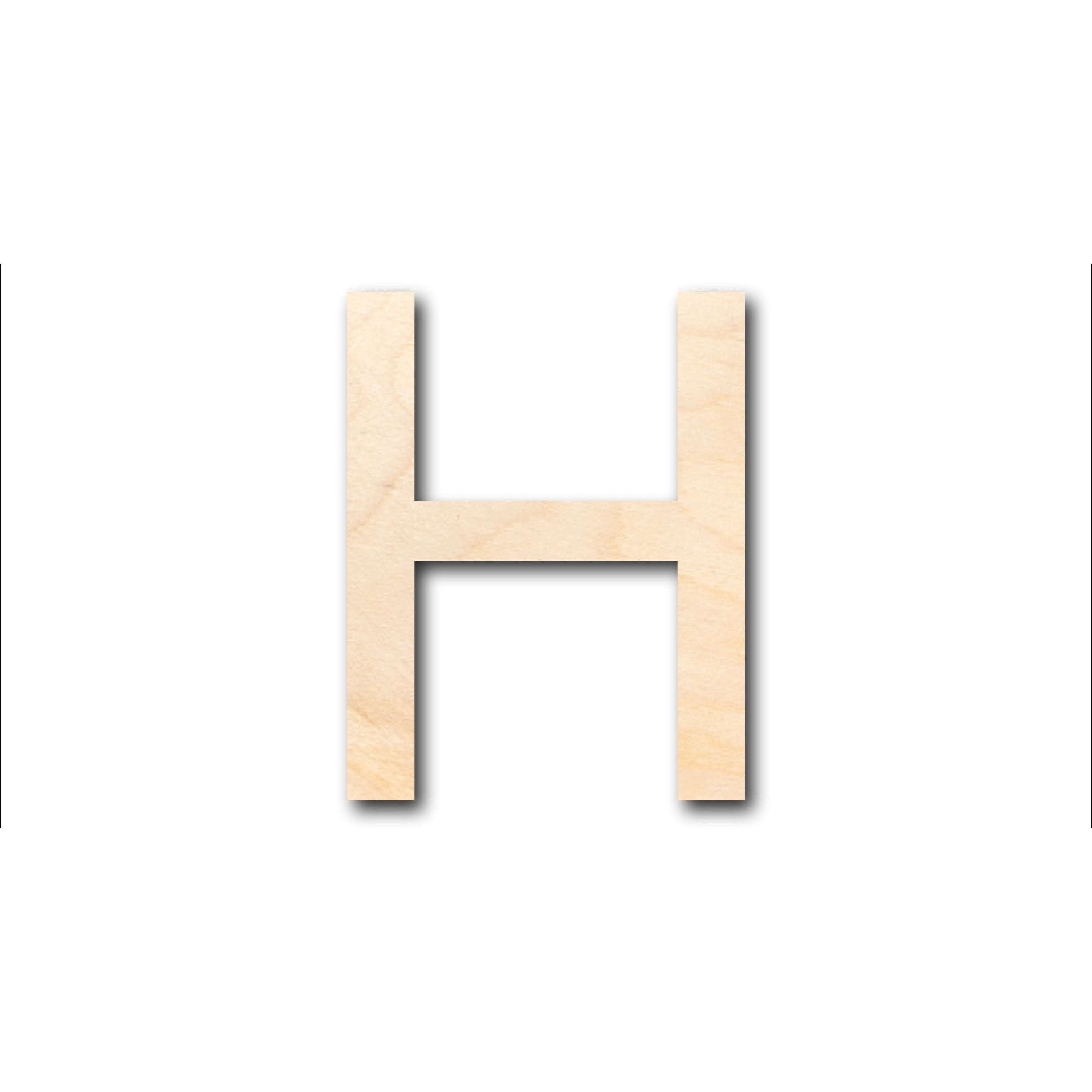 Unfinished Wood Arial Letter H Shape - Craft - up to 46 DIY