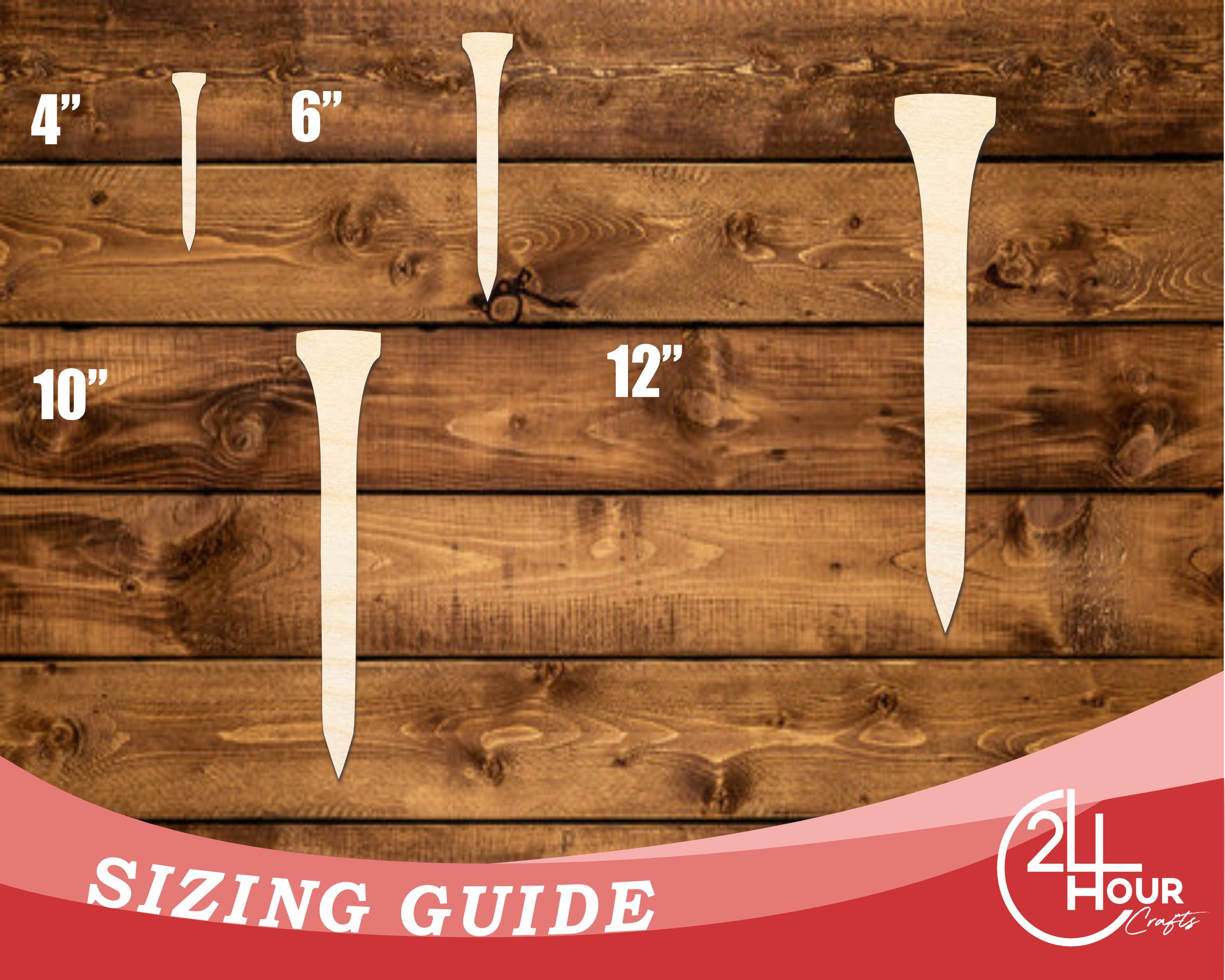 Unfinished Baltic Birch Wood Golf Tee Shape DIY Craft Cutouts, Available in Sizes Up to 46 Inches for Multiple DIY Projects