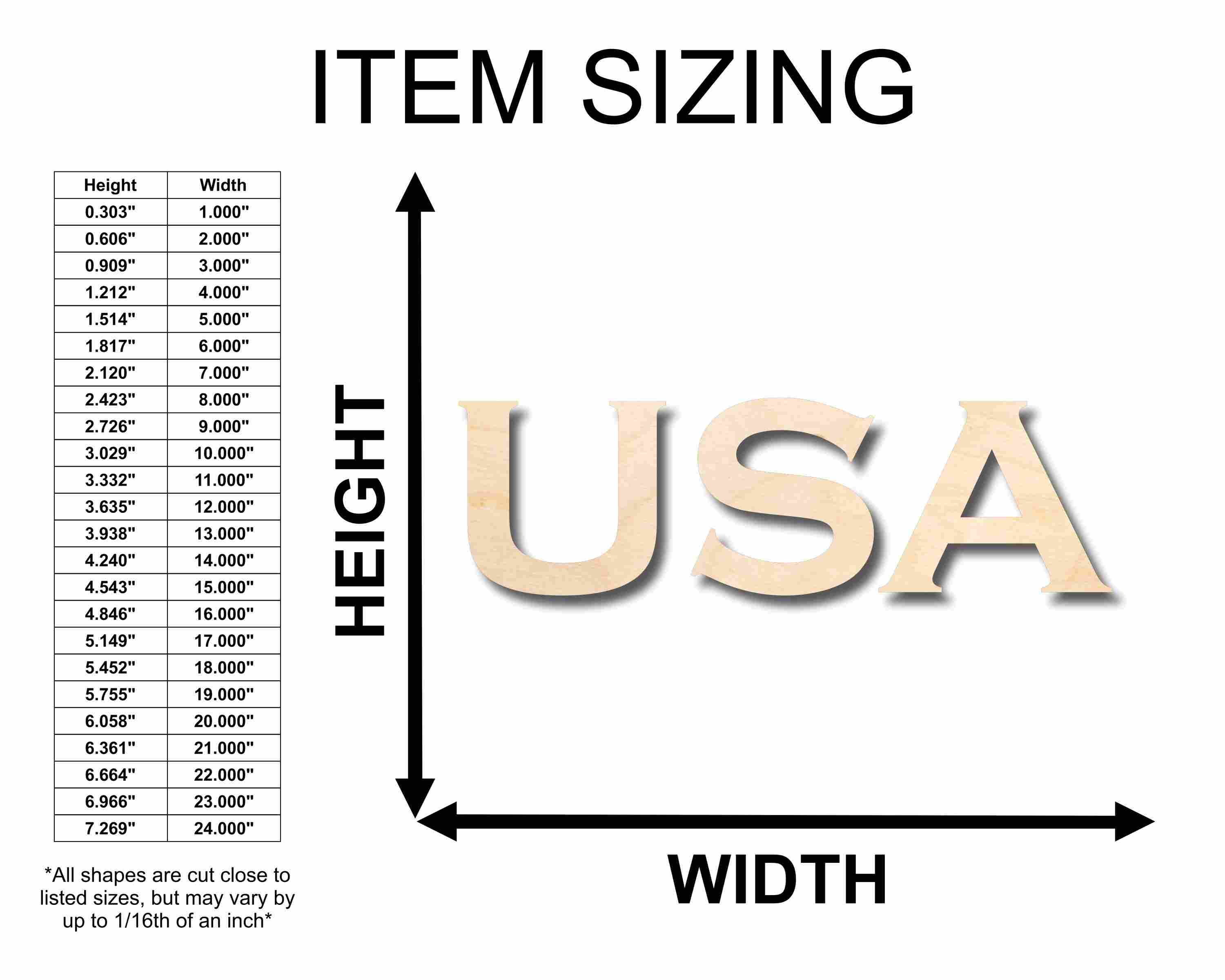 DIY Handmade USA Block Letters Unfinished Wood Cutout Font for Craft Gifts