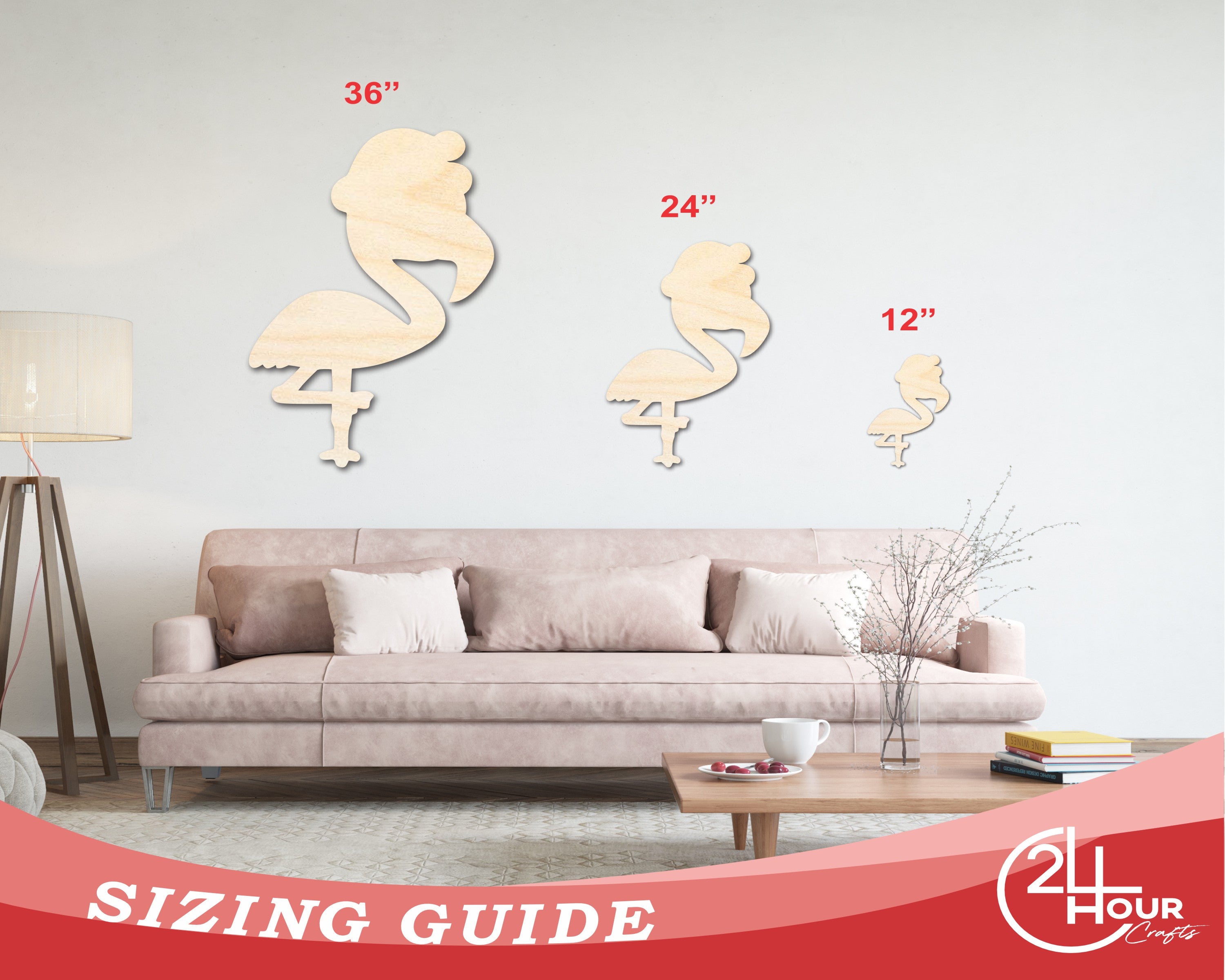 DIY Unfinished Baltic Birch Christmas Flamingo Silhouette Cutouts up to 46 Inches