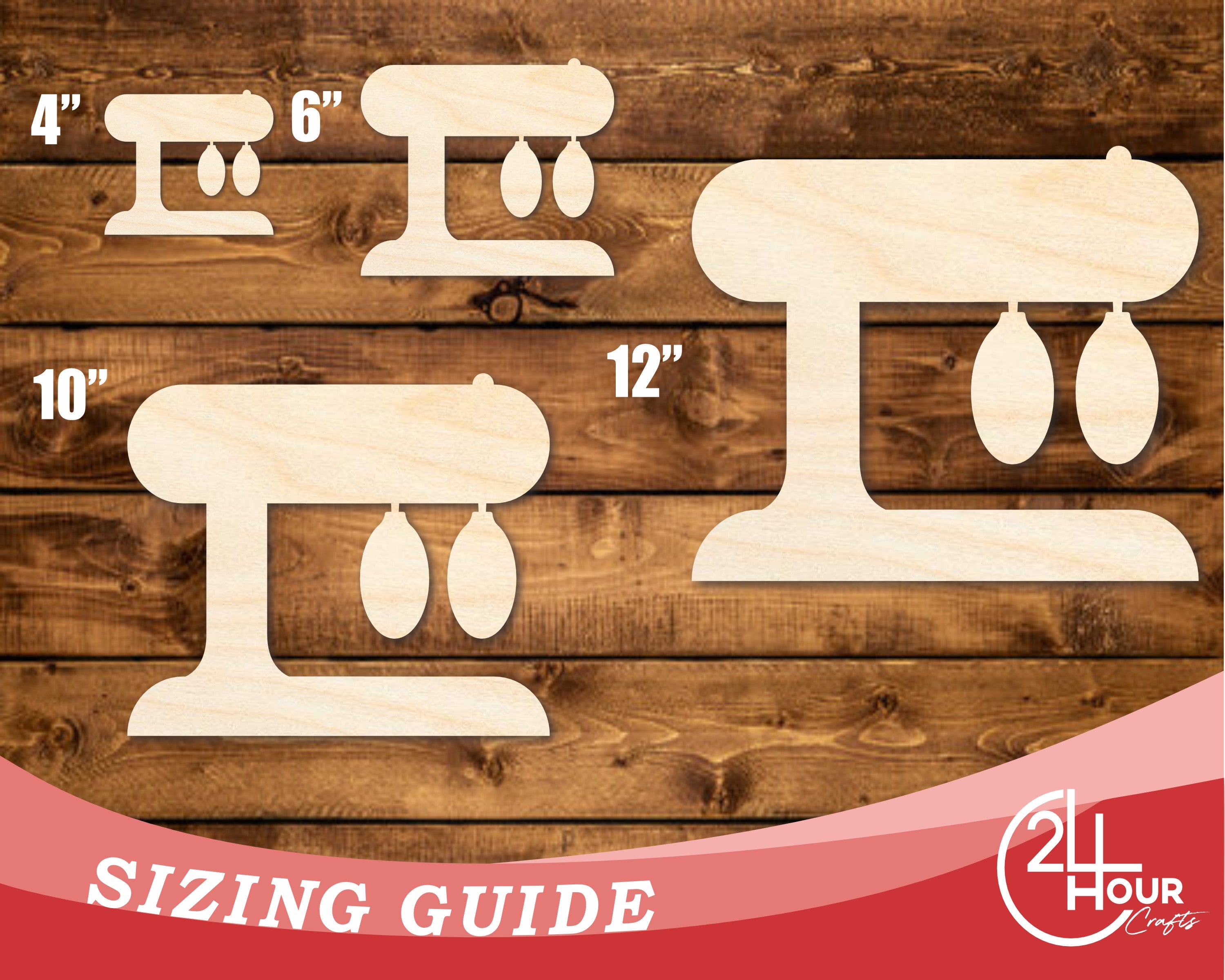 Large Unfinished Wood Mixer Shape Cutouts for Up to 46 DIY Projects