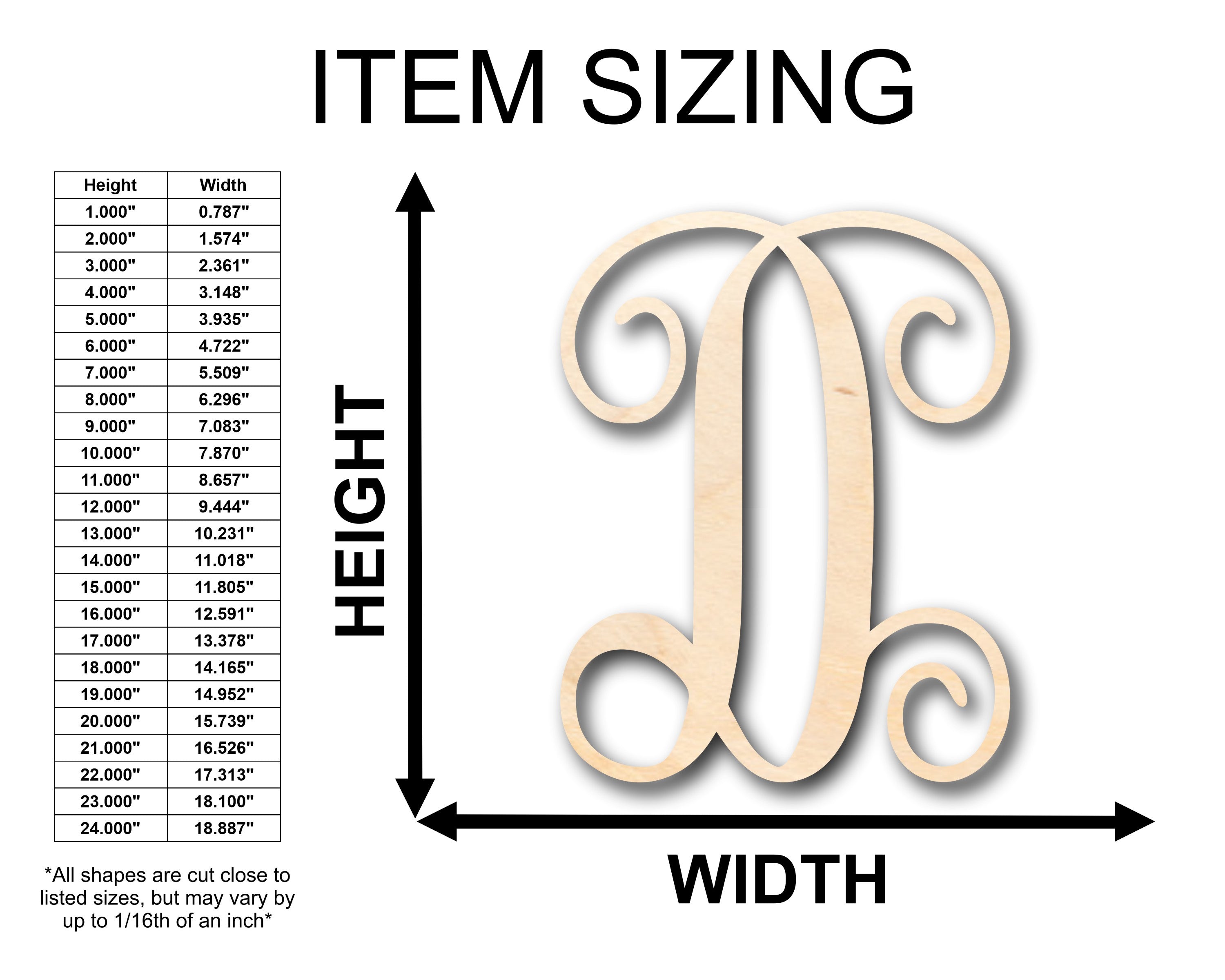 DIY Unfinished Wood D - Shape Monogram for Crafts up to 46