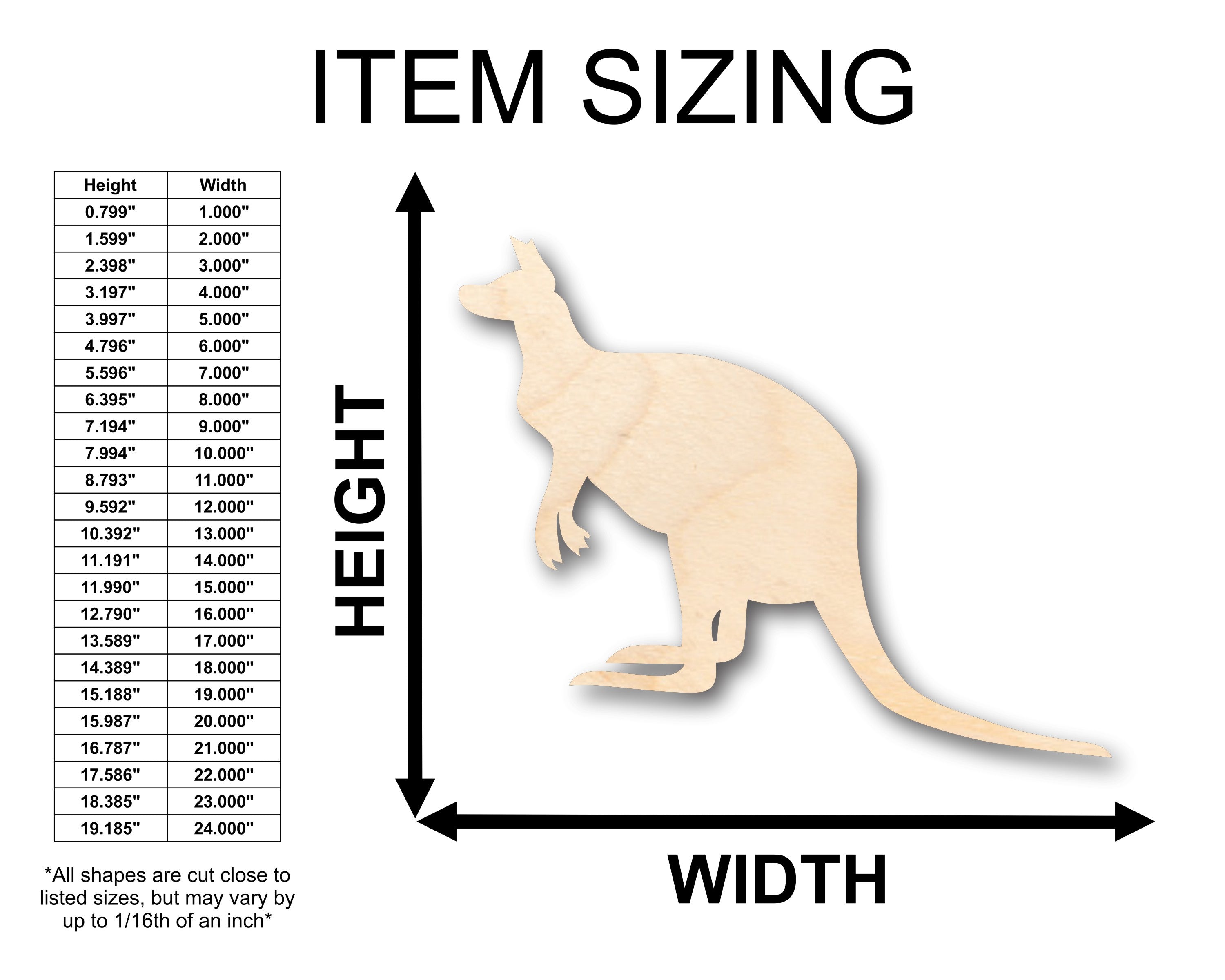 DIY Unfinished Australian Wildlife Kangaroo Shape Wood Craft up to 46