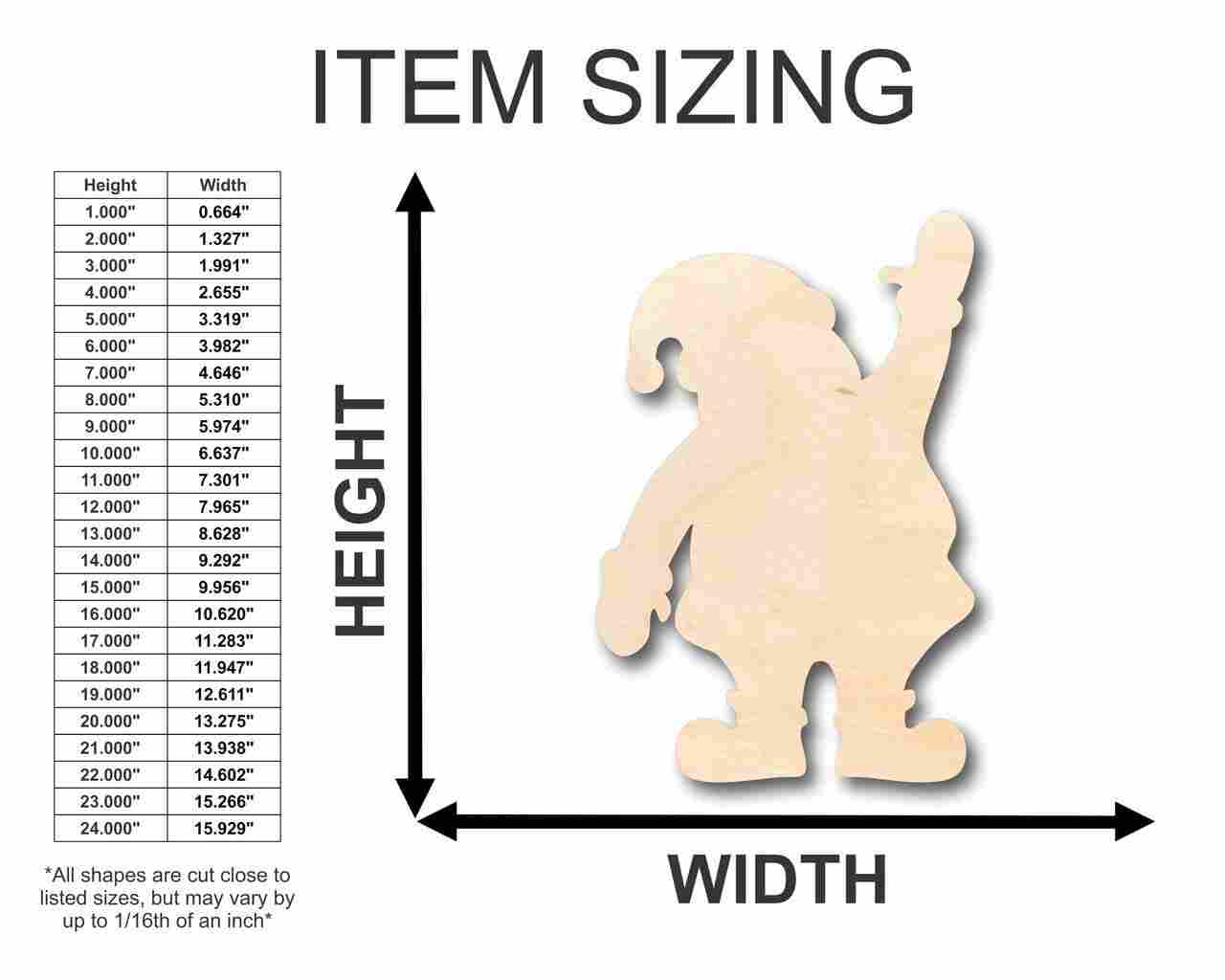 DIY Unfinished Wood Santa Claus Wave Shape Christmas Ornament - Up to 46 Designs