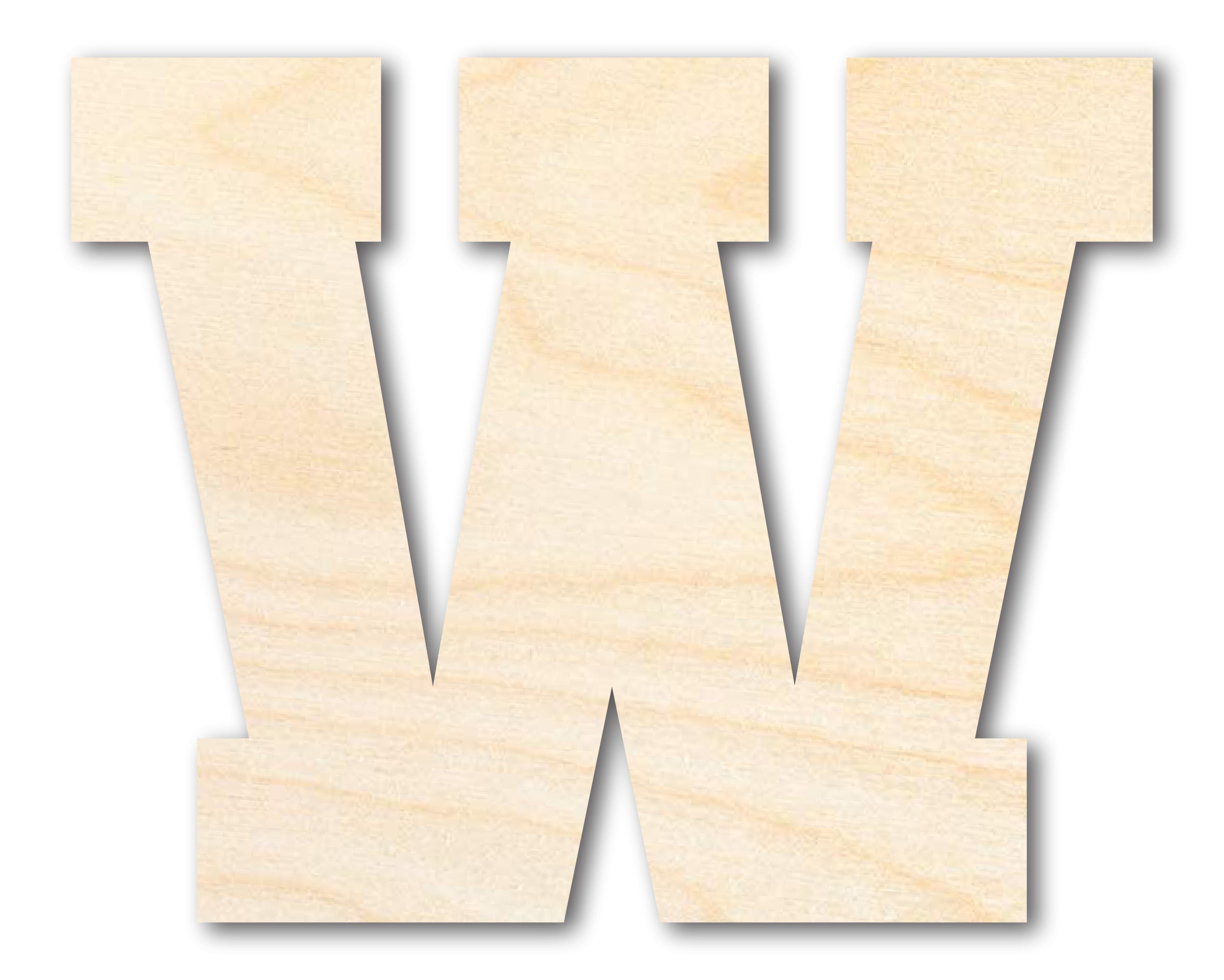 DIY Unfinished W - Shape Varsity Team Font Wood Cutout up to 46 Inches
