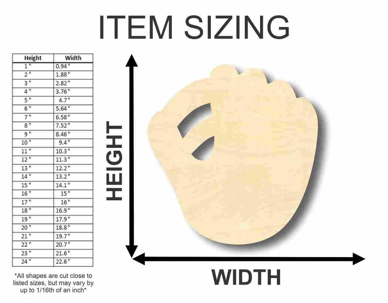 Unfinished Wooden Baseball Mitt Shape Craft Item - Ideal for Sports - Themed Kids Room Decor with up to 46 DIY Possibilities