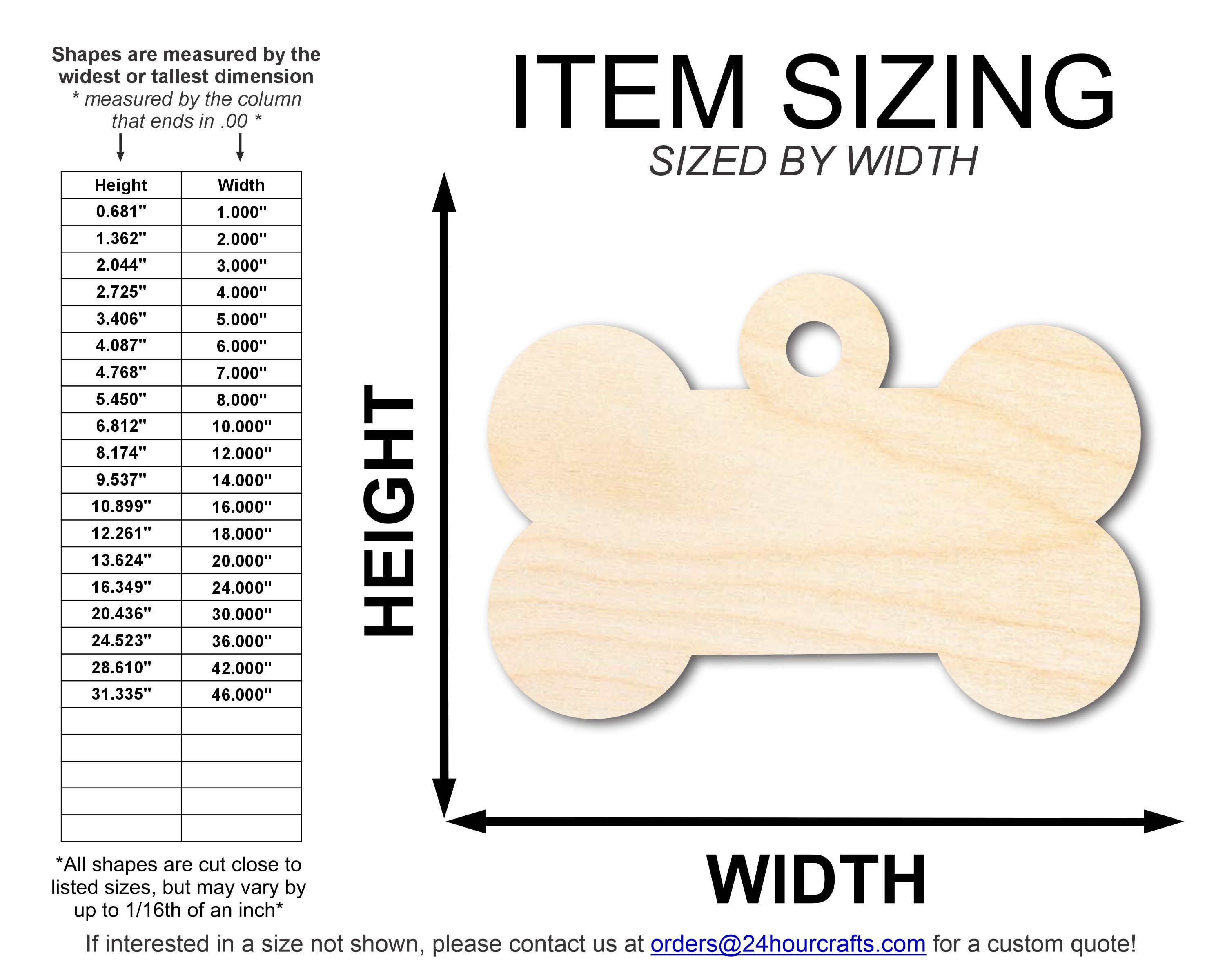 Unfinished DIY Craft Cutout in the Shape of a Dog Bone for Wood Crafts | Up to 46 Sizes Available for Do - It - Yourself Projects