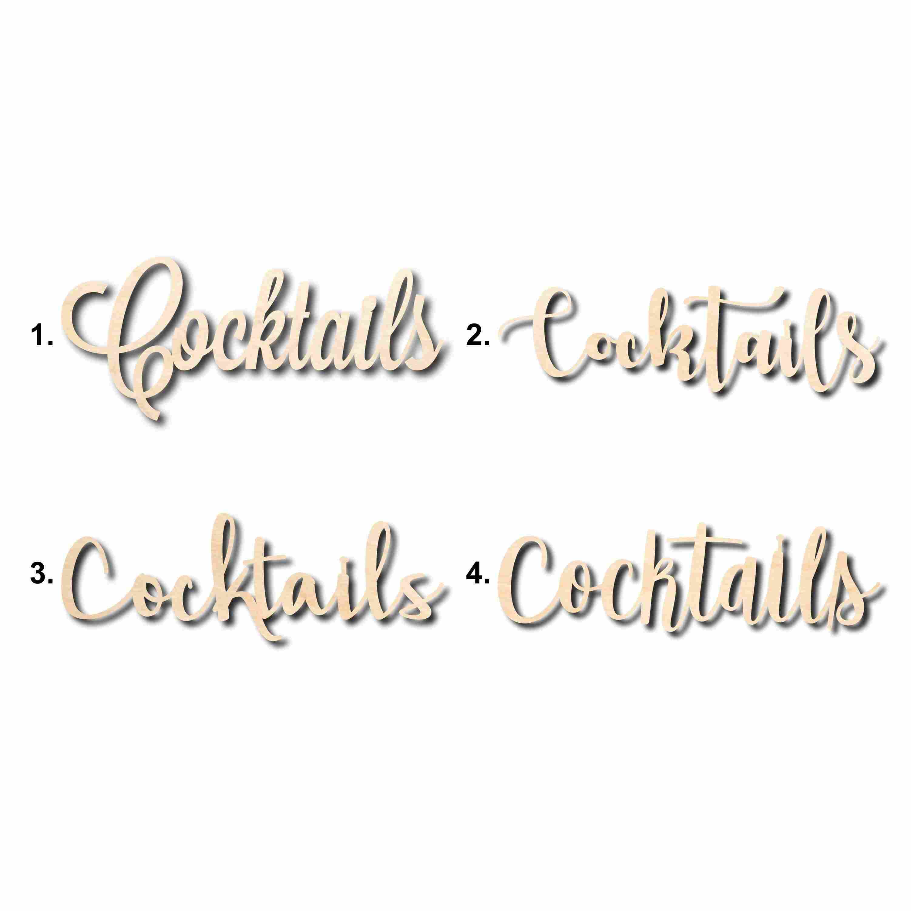 Unfinished Wood Cutout DIY Cocktails Sign for Home Decor Craft