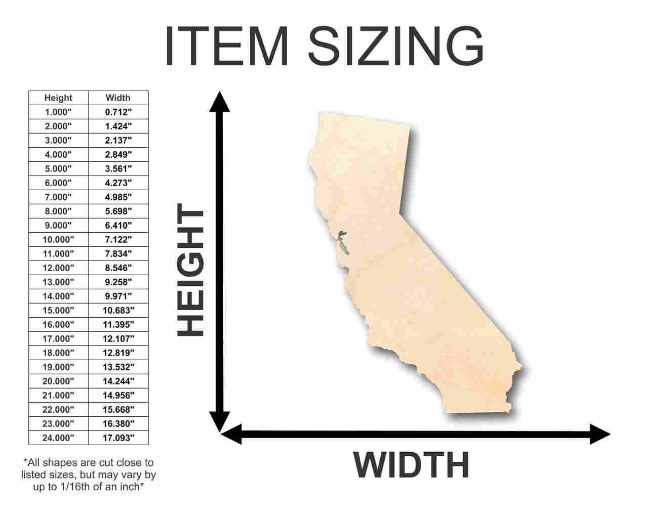 Unfinished Wood California State Shape Craft for Up to 46 Do - It - Yourself Projects