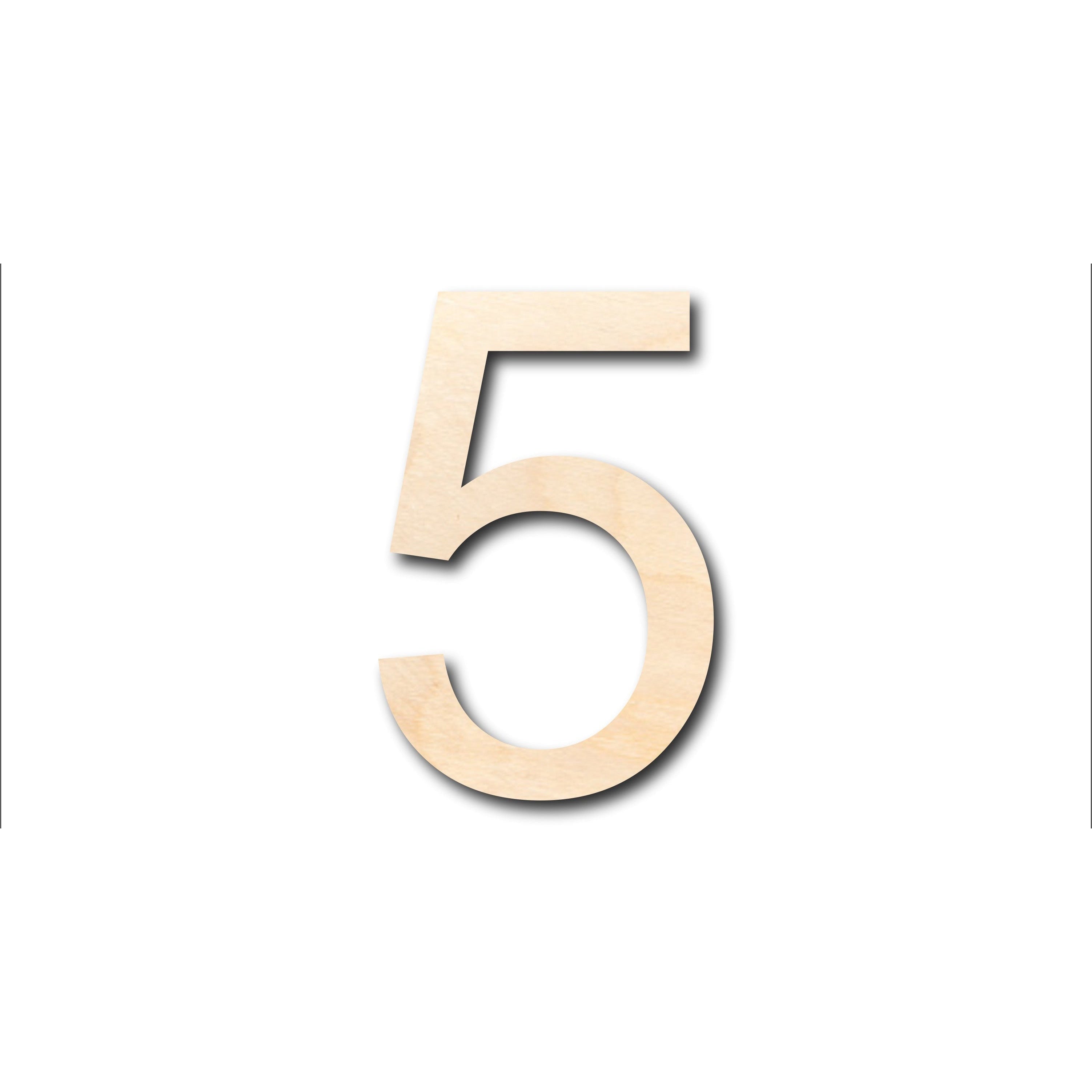 Unfinished Baltic Birch Wood Arial Number 5 Shape for Up to 46 DIY Crafts