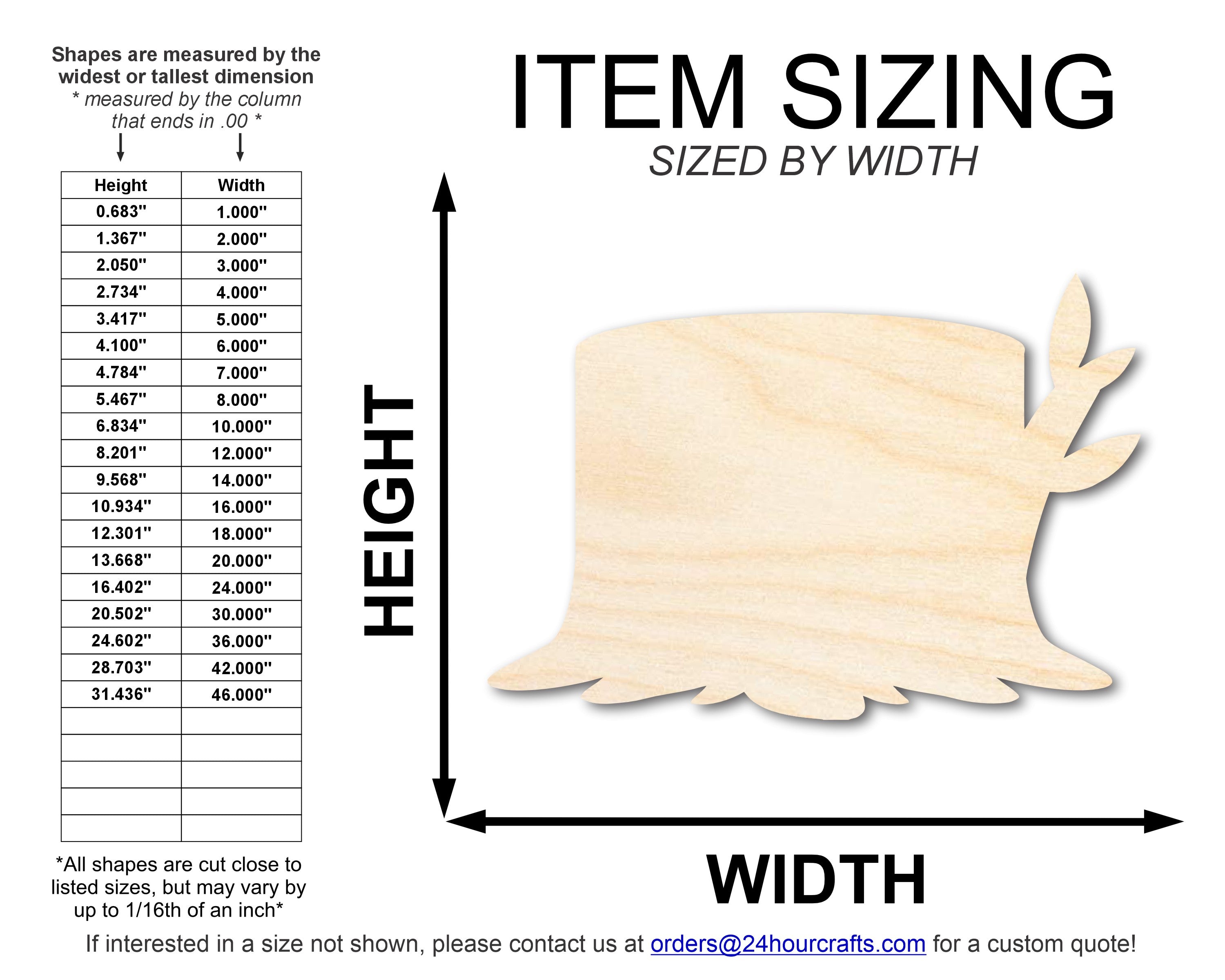 Unfinished Baltic Birch Wood Cutout in Wooden Stump Shape for Up to 46 DIY Crafts