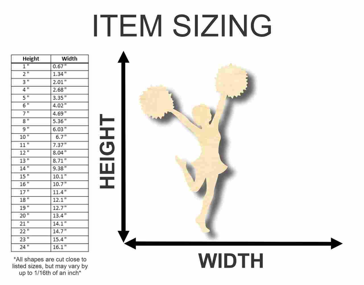 Unfinished Baltic Birch Wood Cheerleader Shape for Girls' Room DIY Crafts - Up to 46 DIY Options