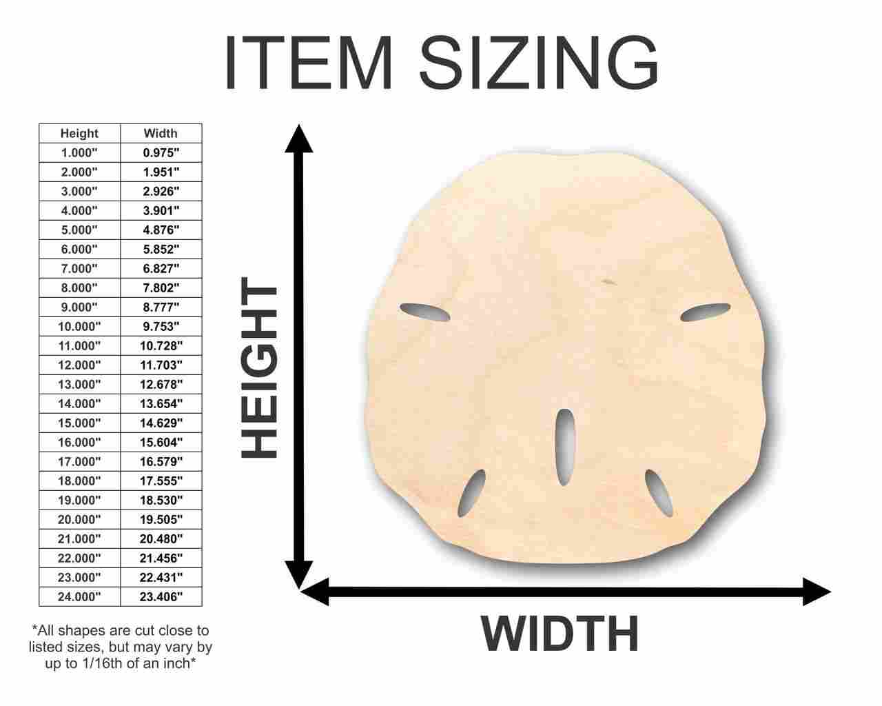 Unfinished Baltic Birch Wood Sand Dollar Shape for Ocean - Beach - Nursery - Craft Projects, Suitable for up to 46 DIY Ideas