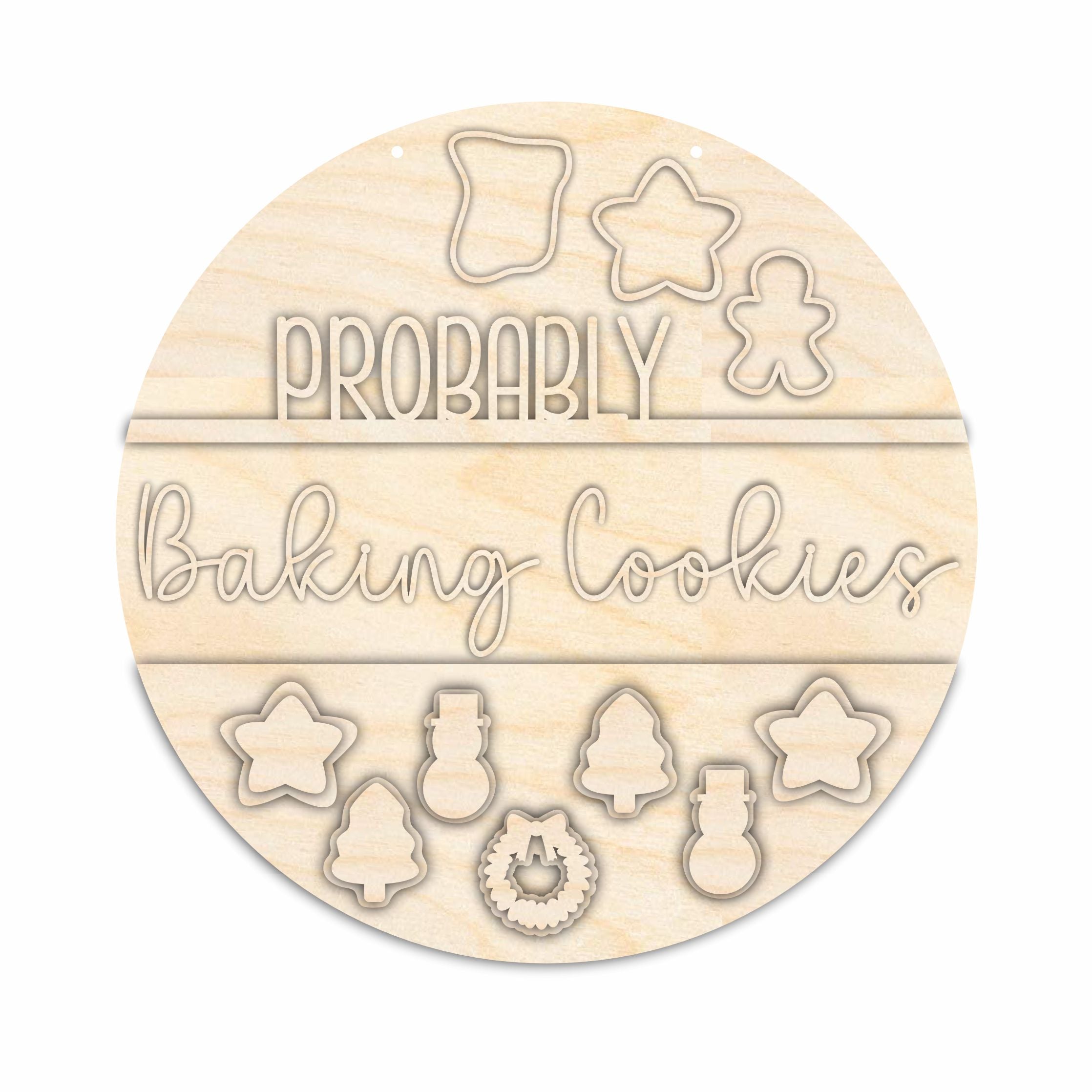 Unfinished Wooden Baking Cookies Themed Front Door Sign Craft Kit | 1/4 Inch Thick Wood Craft Cutouts