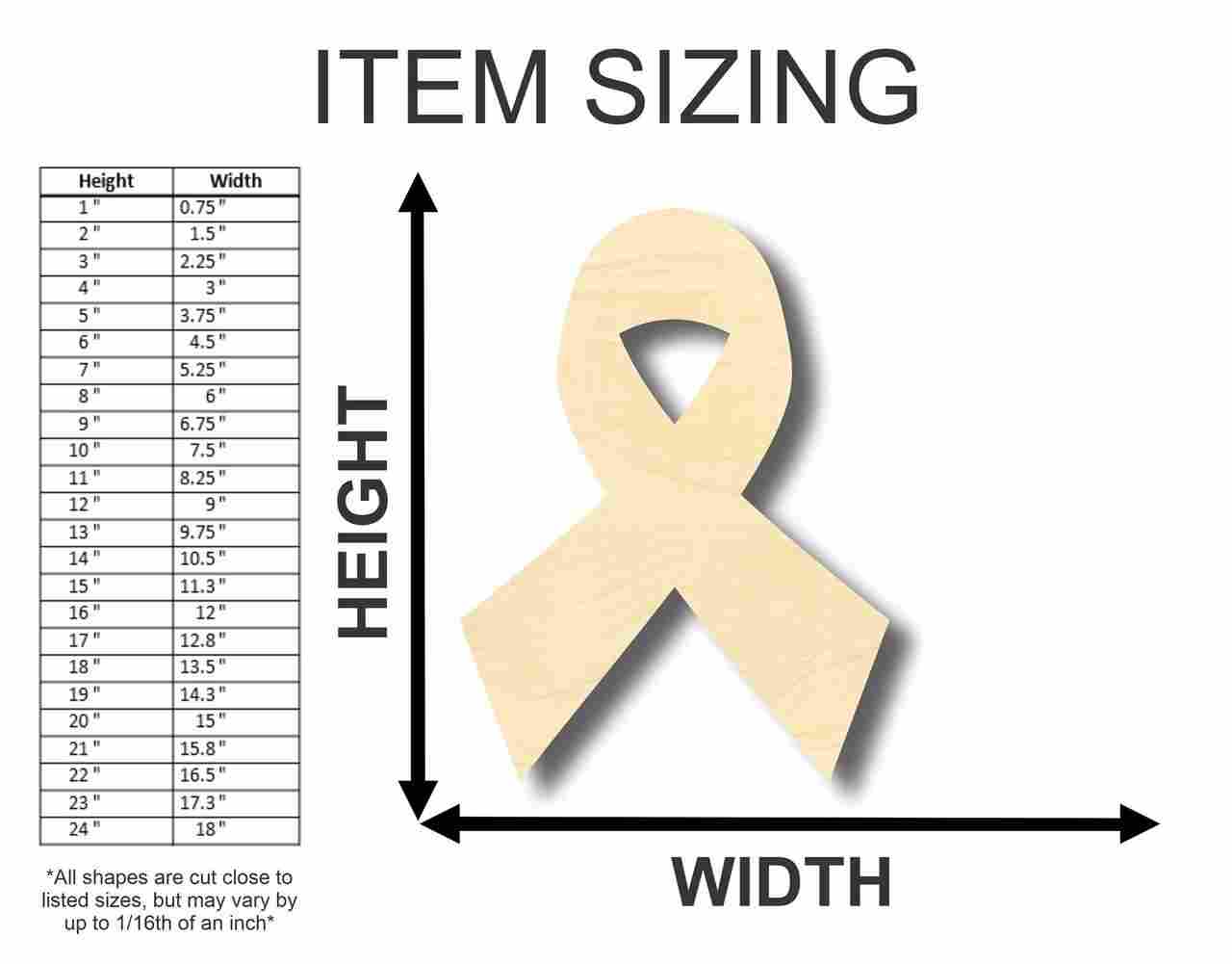 Unfinished Wood DIY Cancer Ribbon Shape Craft Items - Up to 46 Pieces for Creative Projects