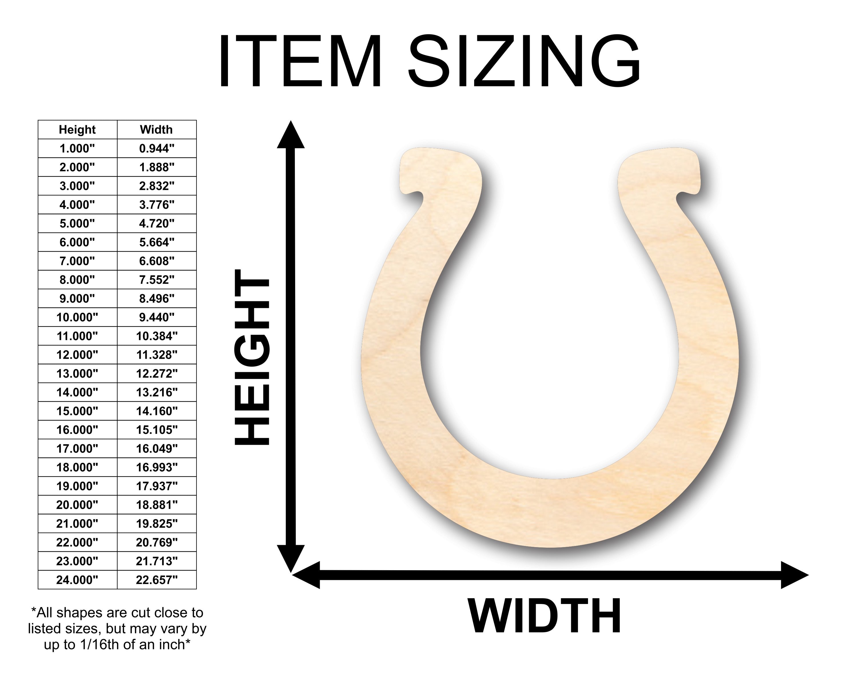 Unfinished Baltic Birch Wood Horseshoe Shape Craft Items for Up to 46 DIY Projects