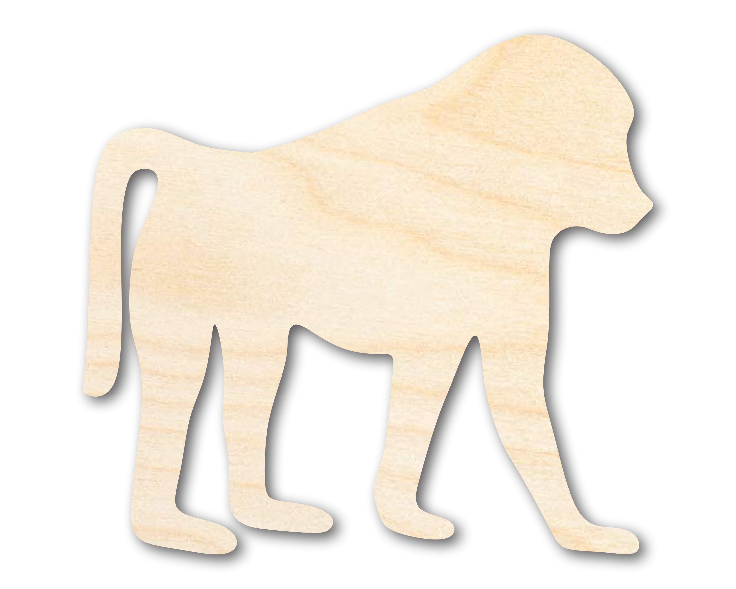 DIY Unfinished Birch Wood Baboon Shape Cutout - Sizes Up to 36 Inches