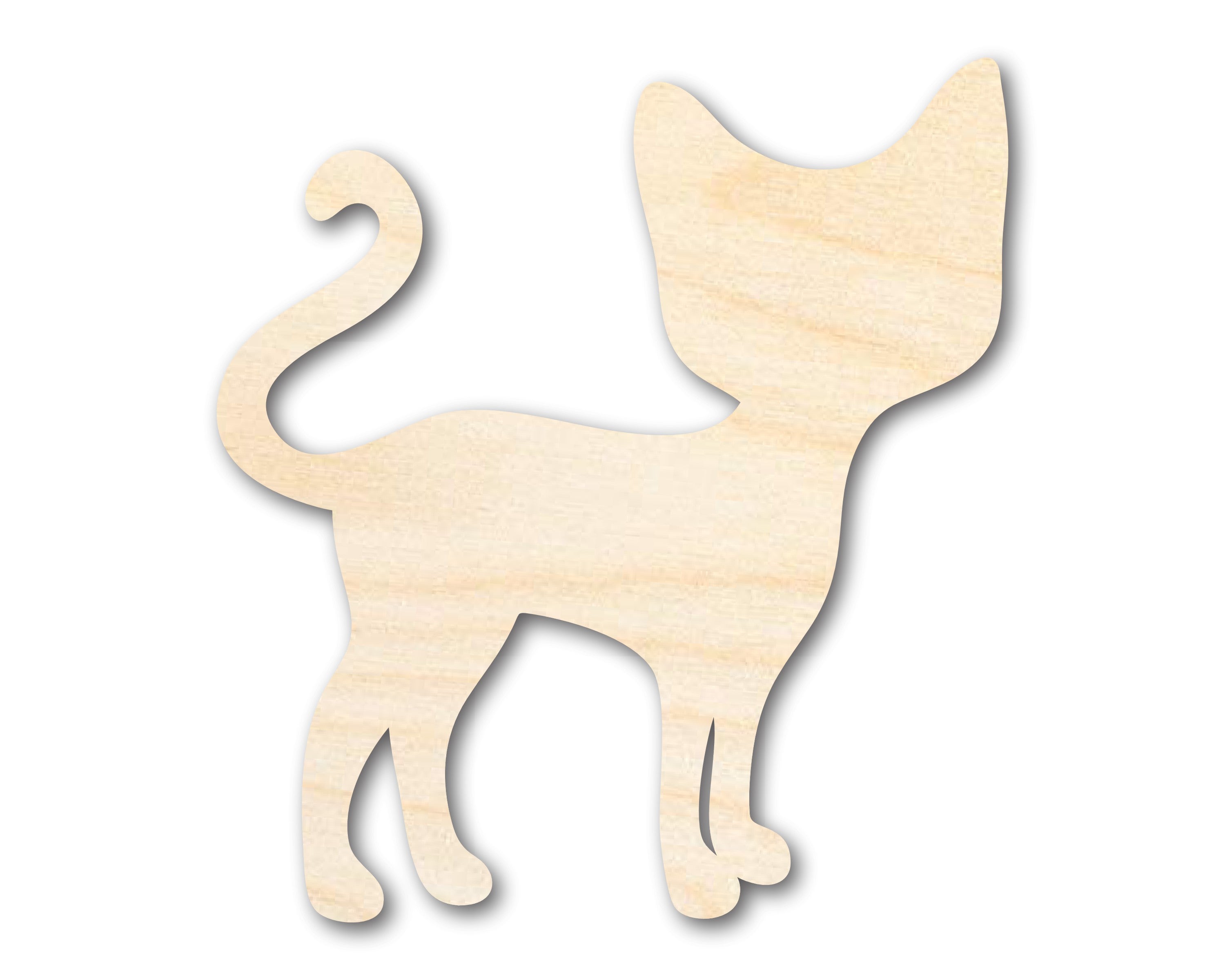 Unfinished Baltic Birch Wood Cat Silhouette Shape for Crafts - Up to 36 Inches