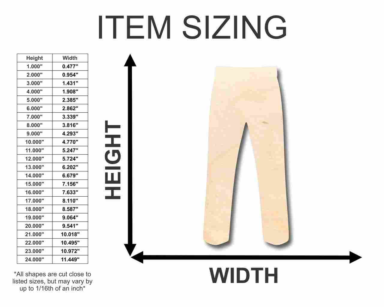 DIY Unfinished Wood Pants Shapes - Up to 24 Inches for Crafts