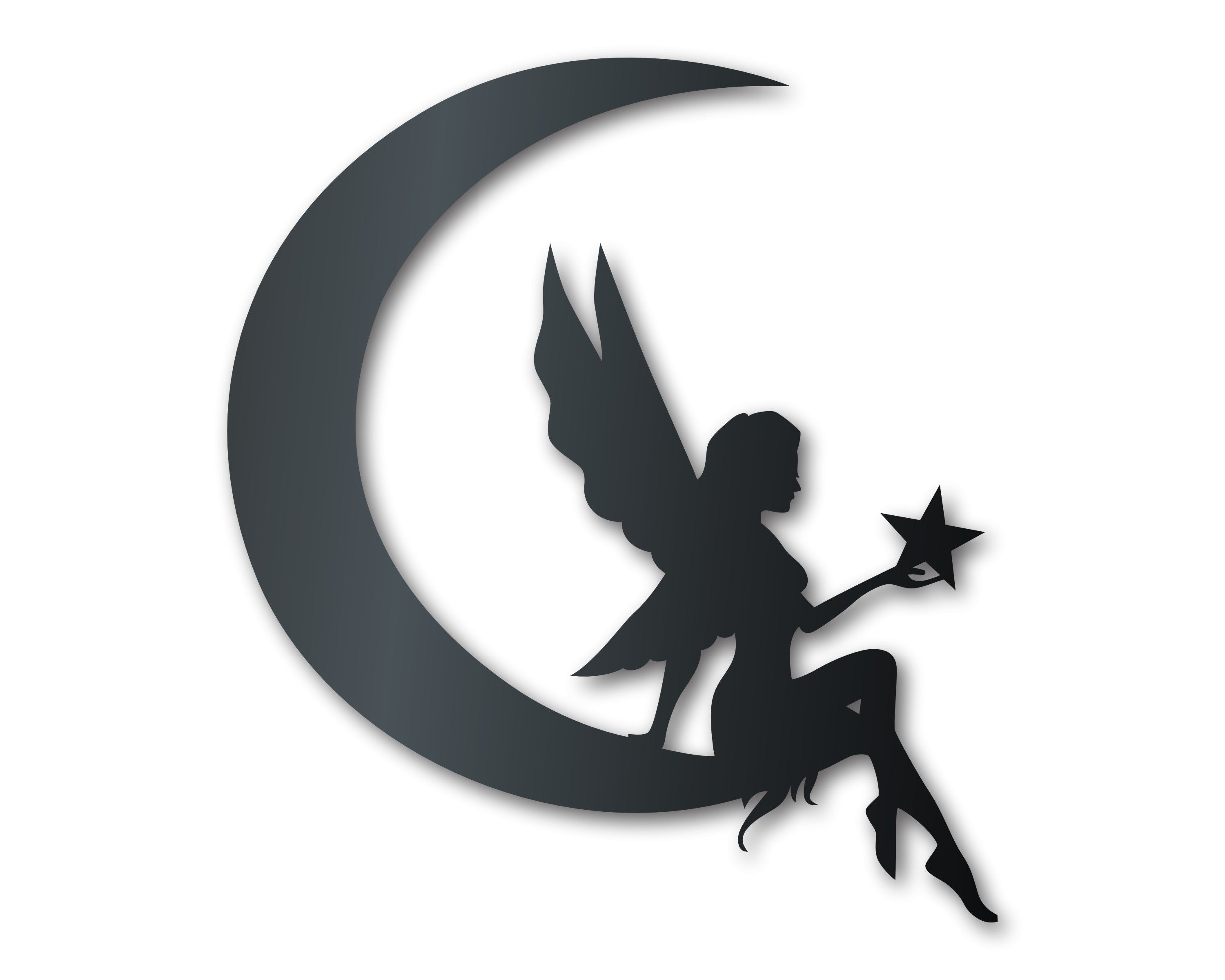 Decorative Metal Crescent Fairy Wall Art for Both Indoor and Outdoor Use with Up to 46 Sizes and More Than 20 Color Choices