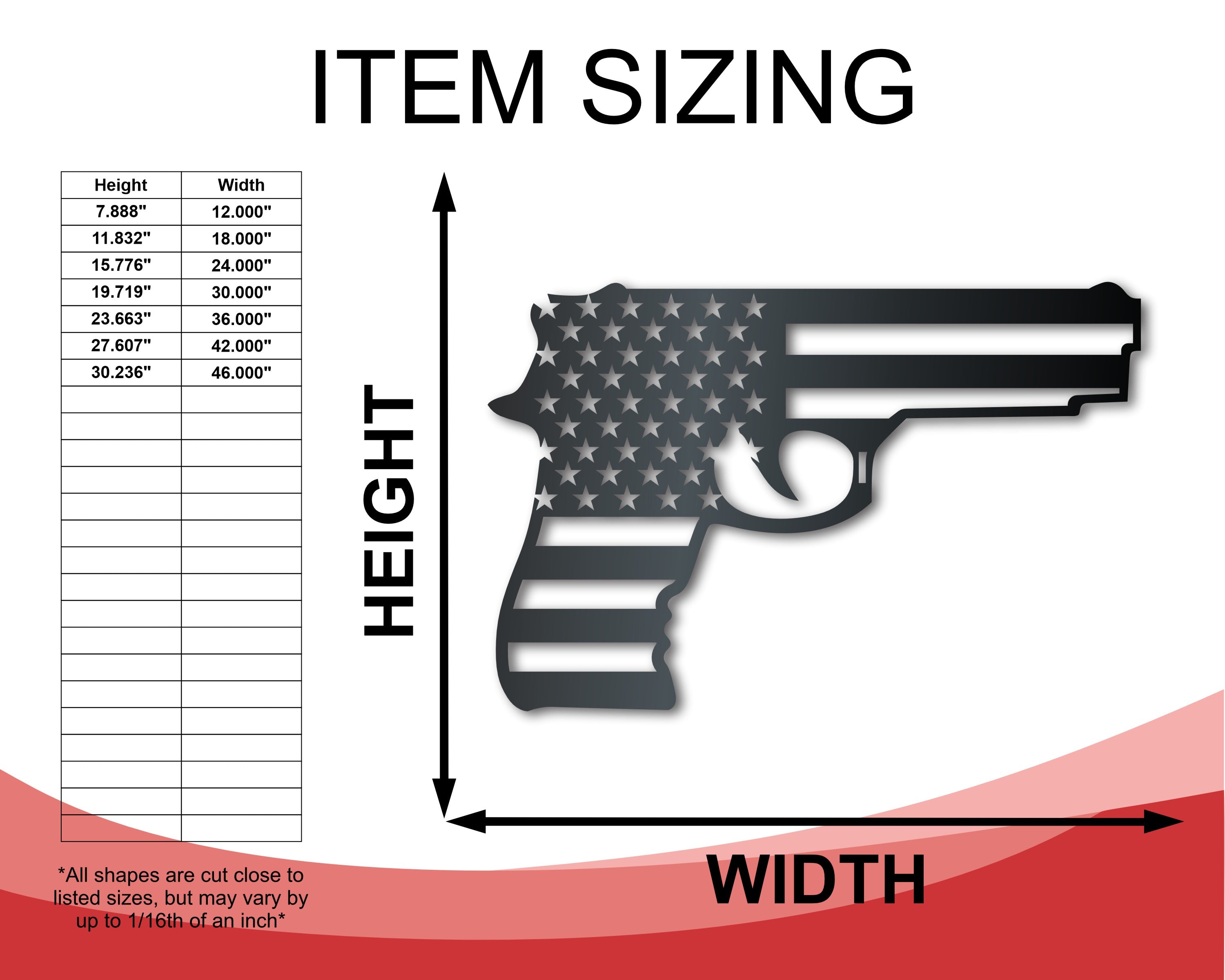 Large-Sized Metal American Arms Wall Art with Over 20 Color Choices for Indoors & Outdoors