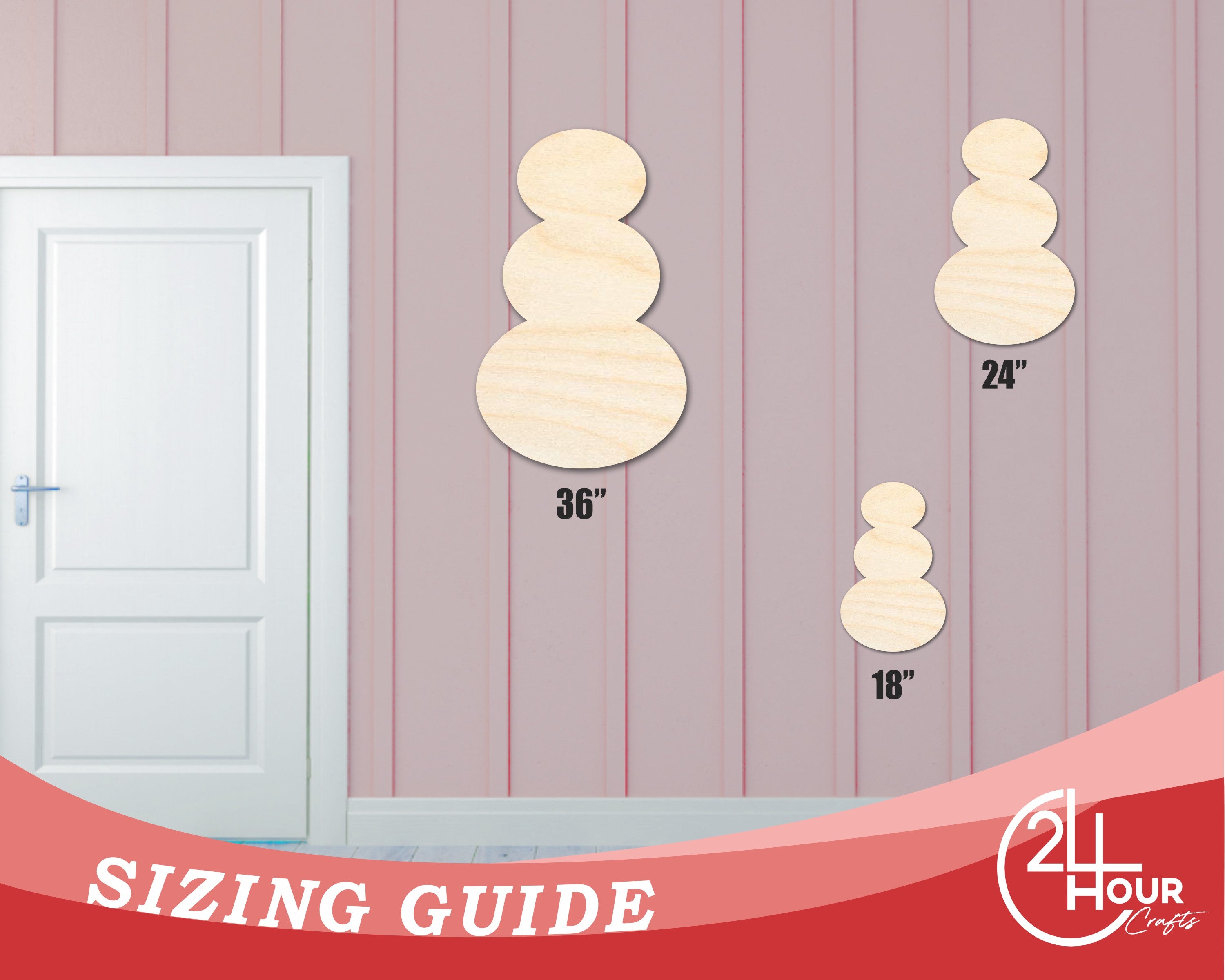 Enhanced DIY Unfinished Wood Snowman Silhouette Craft Cutout from the Bigger and More Affordable Collection