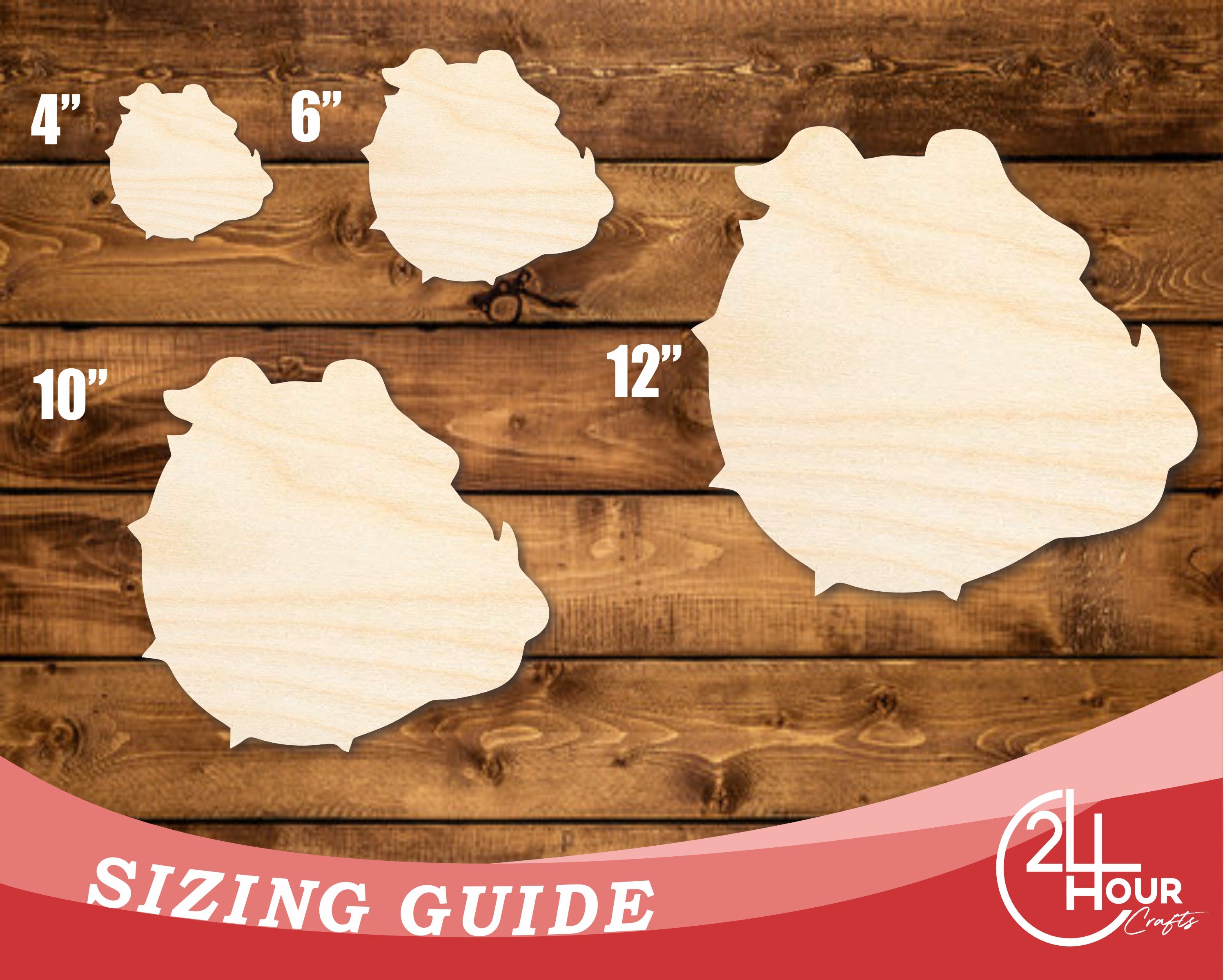 Unfinished DIY Craft Cutout of Wood Bulldog Mascot Shape with Up to 46 DIY Options