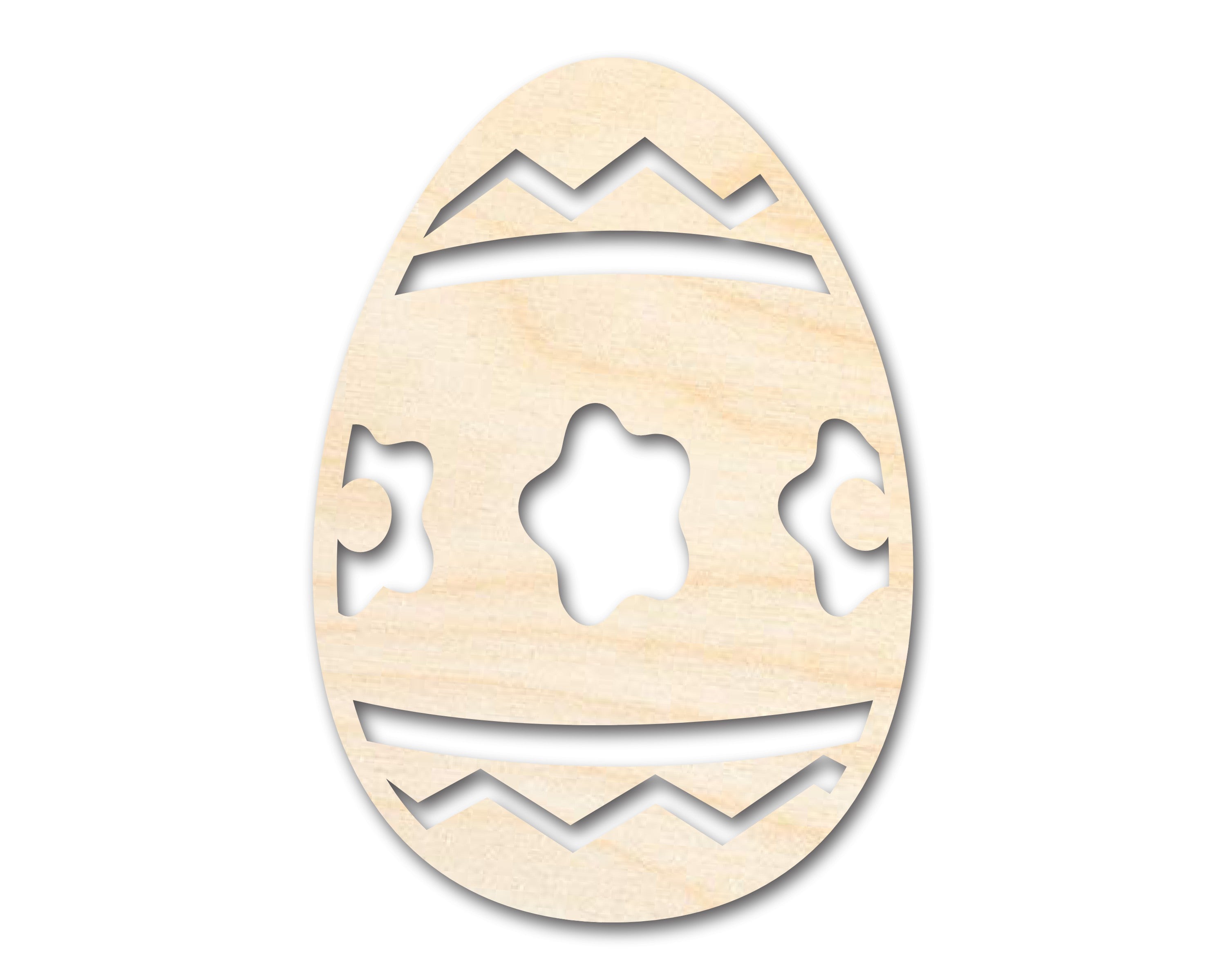 Unfinished Wood Easter Craft - Striped Flower Egg Shape for Up to 46 DIY Projects