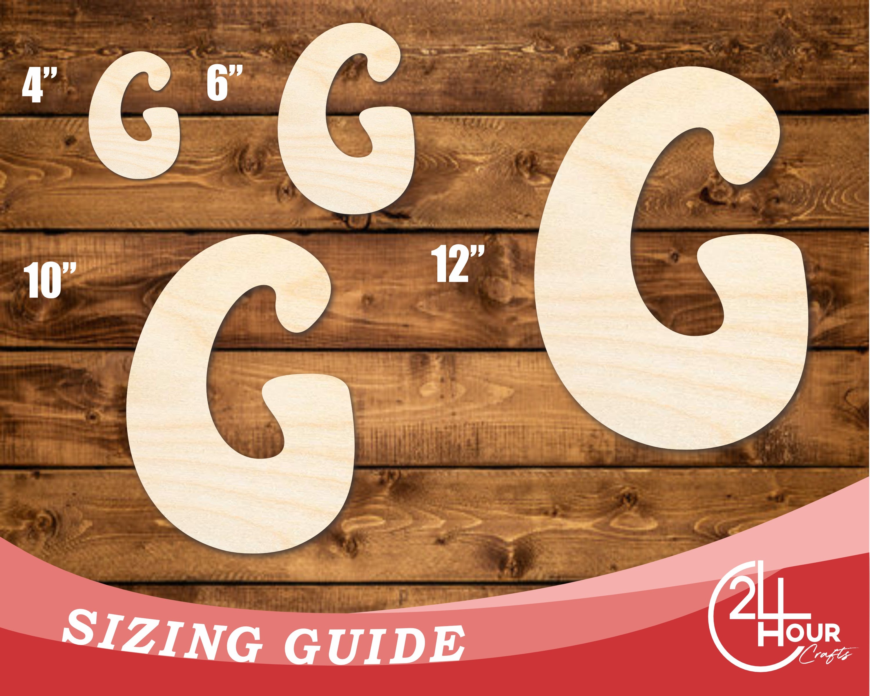 Unfinished Baltic Birch Wood Groovy G Alphabet Letter Shape DIY Craft Cutout for Multiple Crafts up to 46 Inches