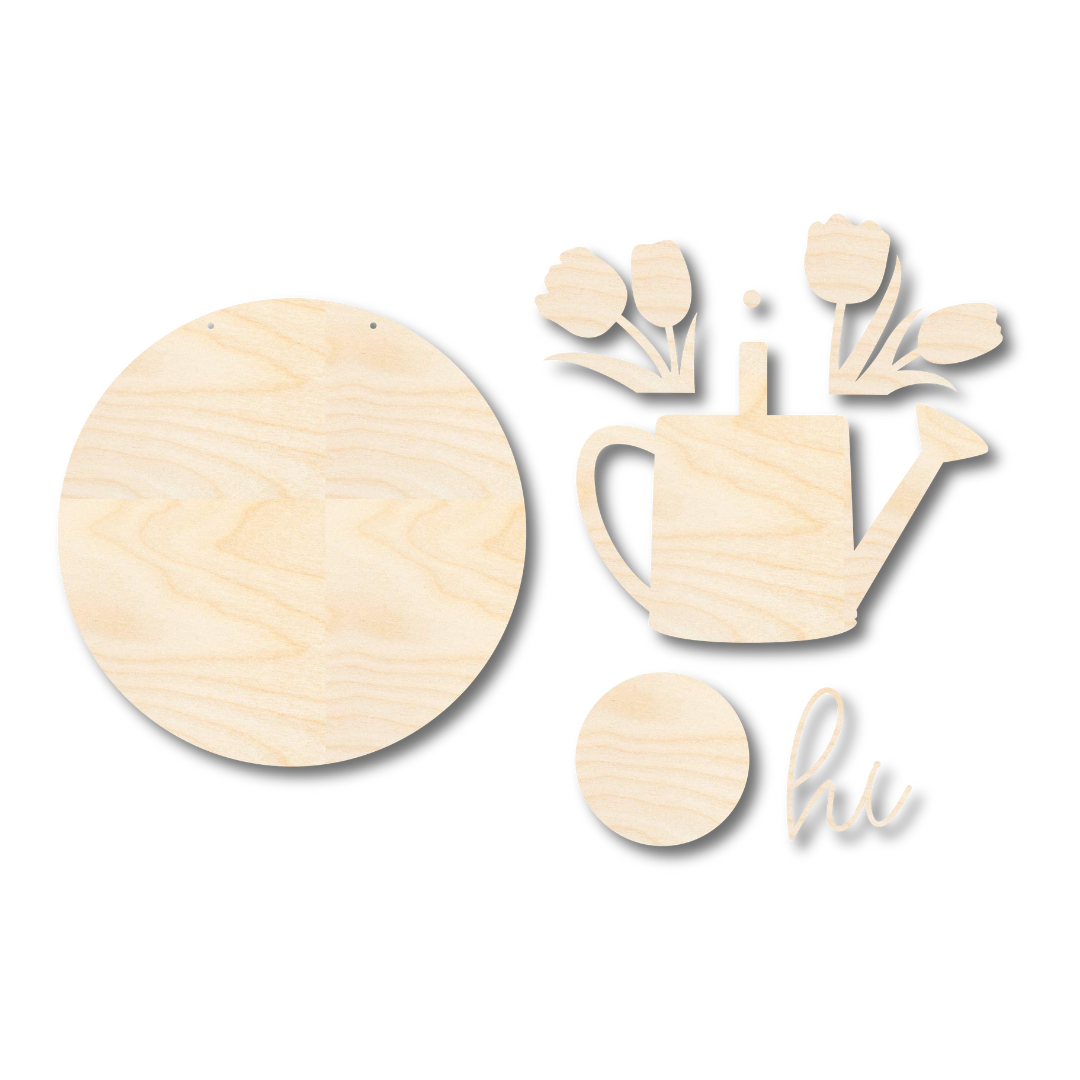 Unfinished Wood High Spring Themed Door Sign Craft Kit - 1/4 Inch Thick Wood Craft Cutouts for Decor