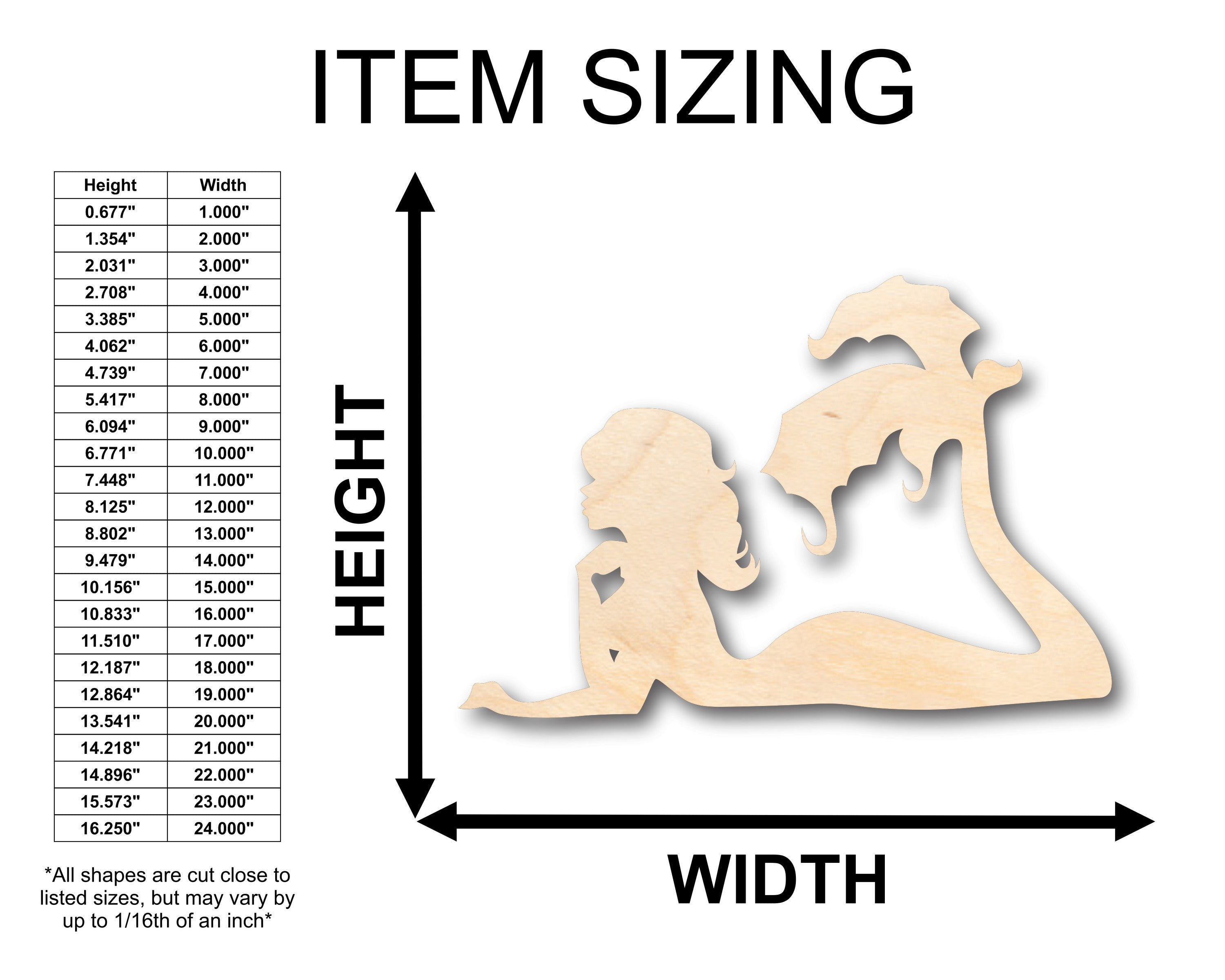 Unfinished DIY Craft Supplies - Wood Mermaid Siren Shapes Available up to 46 Inches for Creative Projects