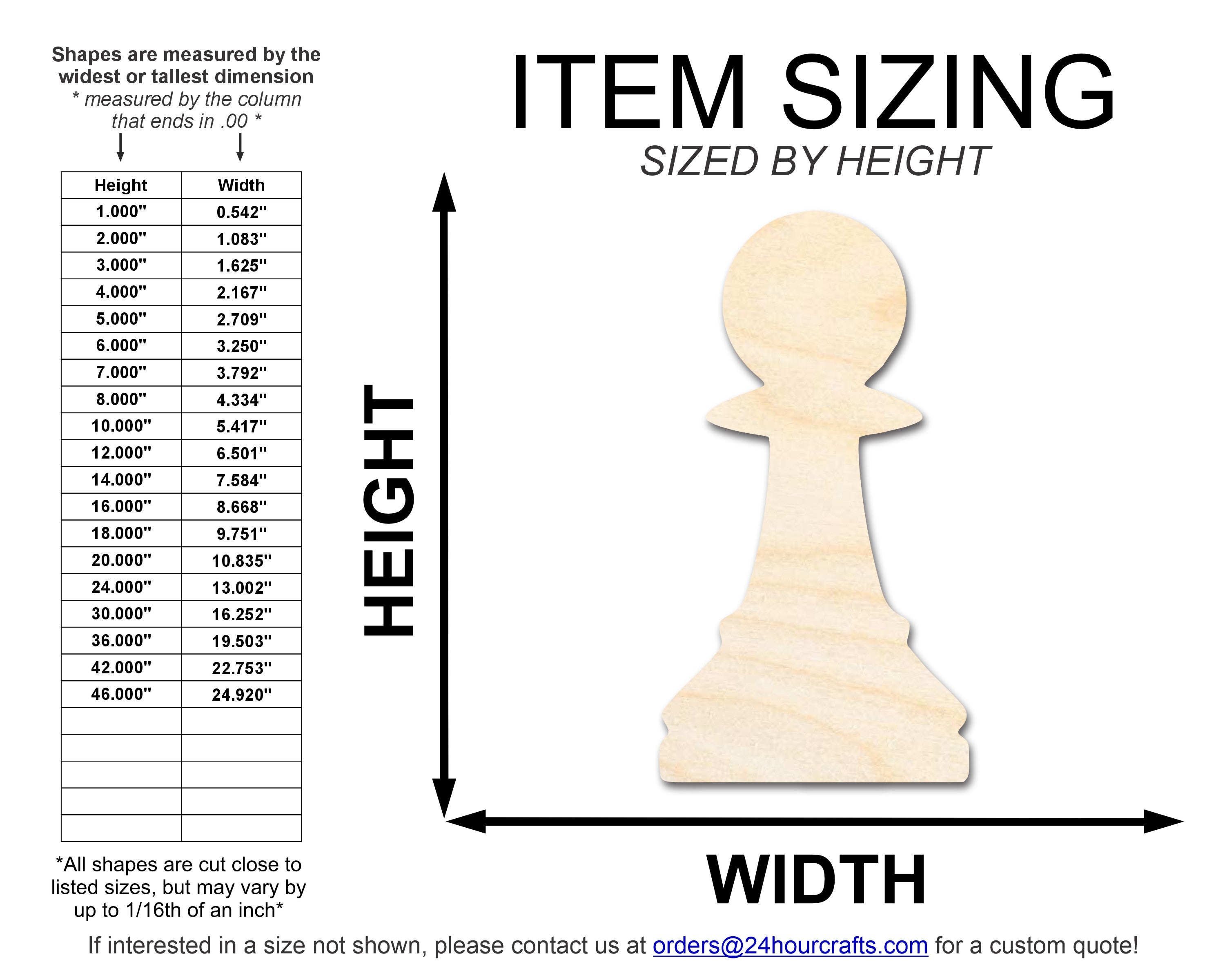 Unfinished Wood Pawn-Style Chess Piece DIY Craft Cutouts - Up to 46 Pieces for Do-It-Yourself Projects
