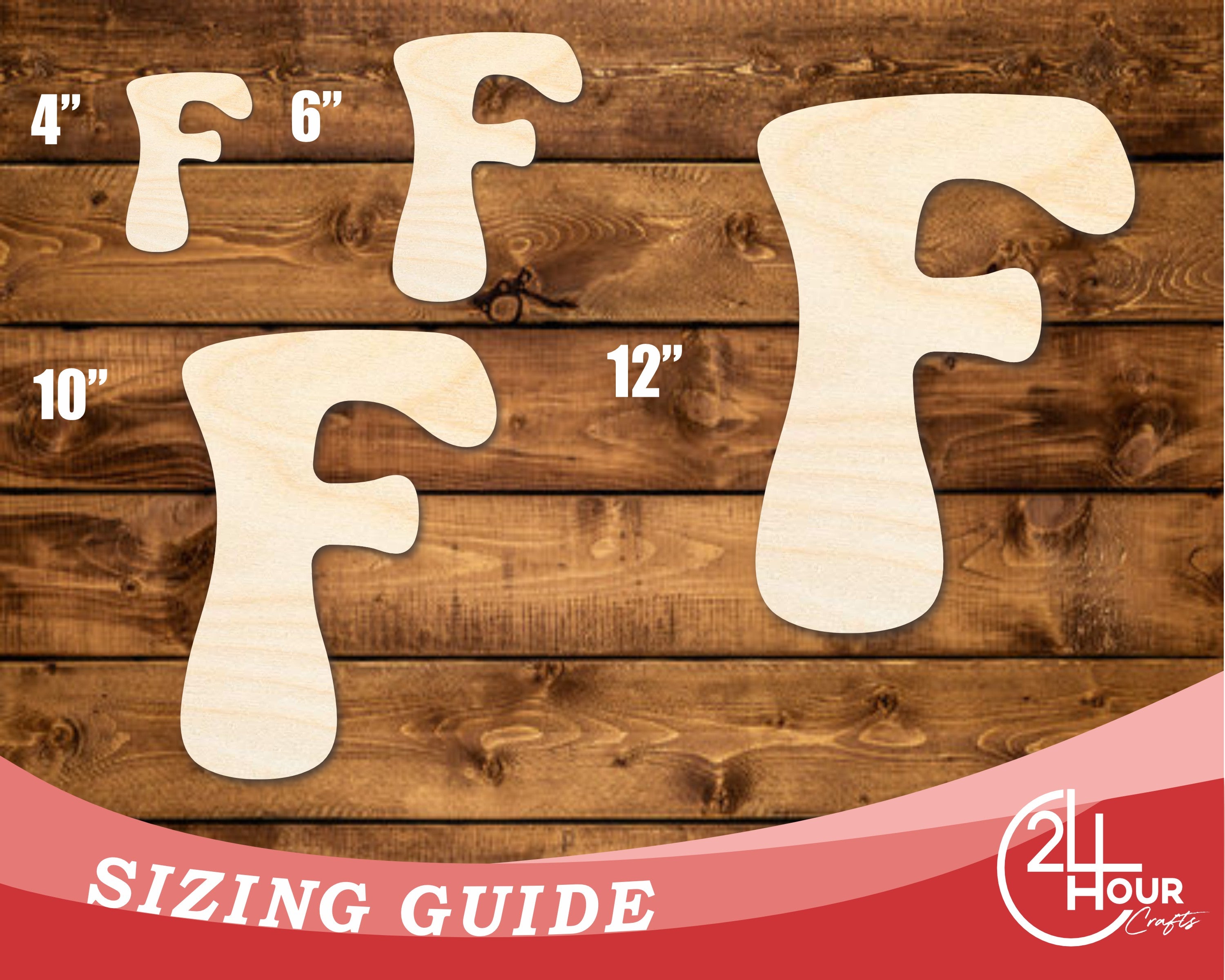 Unfinished Baltic Birch Groovy F Font Shape DIY Craft Cutout up to 46 Inches