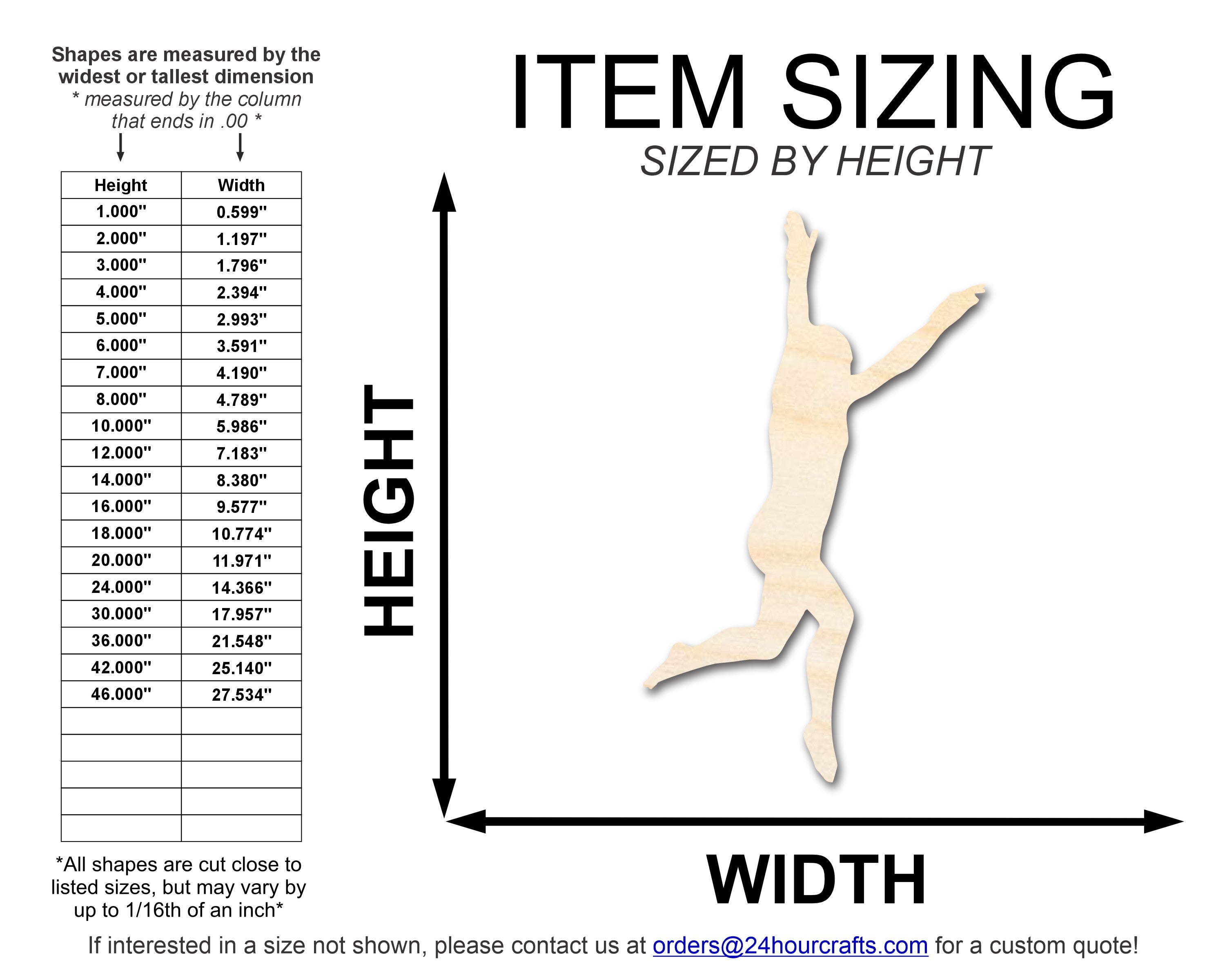 Unfinished Baltic Birch Wood Gymnast Roundoff Shape Cutout for DIY Crafts, Sizes Up to 46 Inches