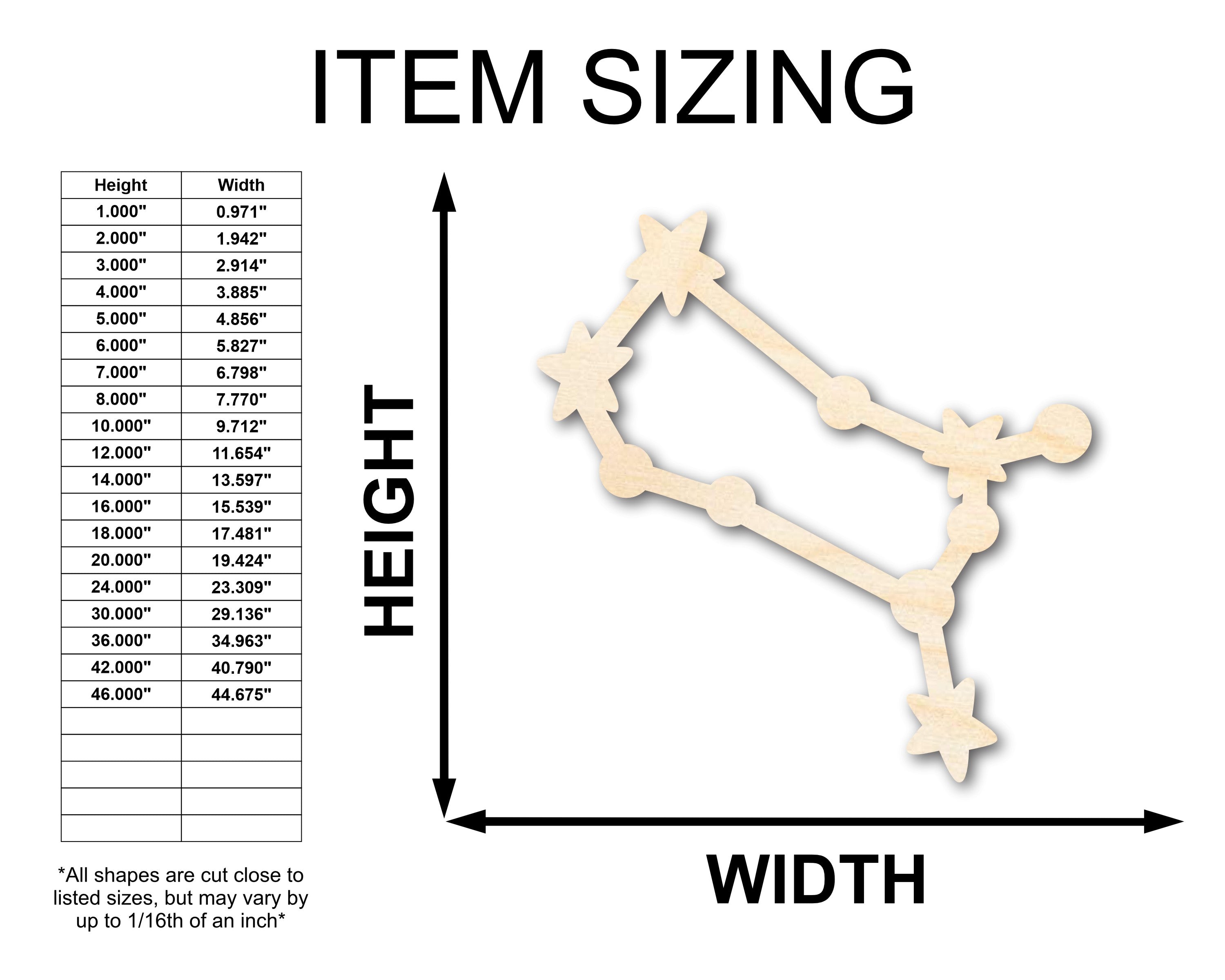 Unfinished Wood Craft - Gemini Constellation Zodiac Shape Available up to 46 Inches