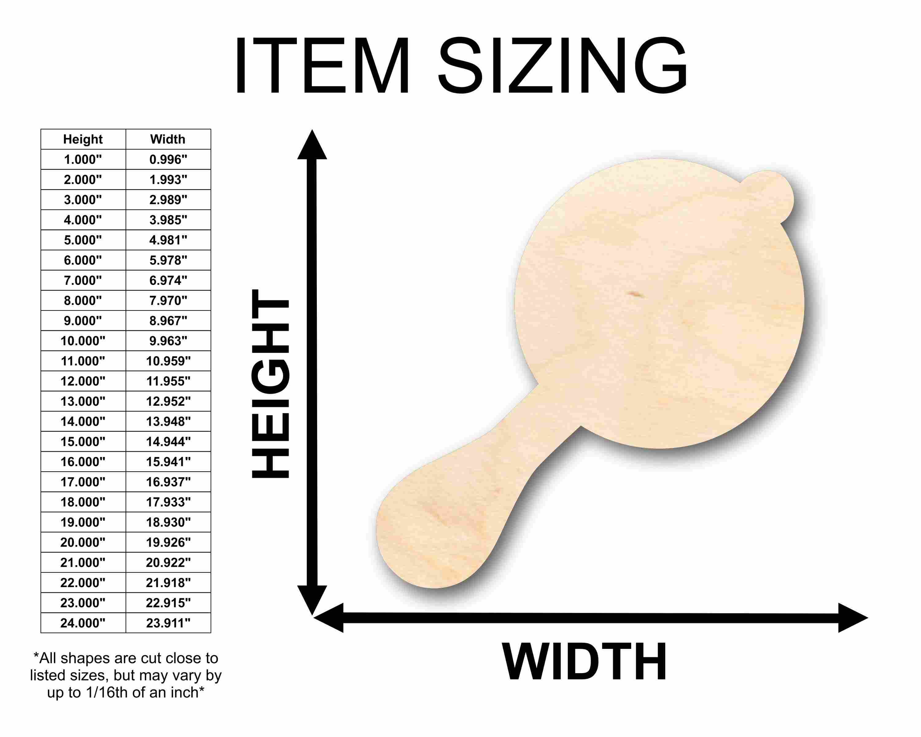 DIY Unfinished Wood Baby Rattle Silhouette - Up to 46 Crafting Options