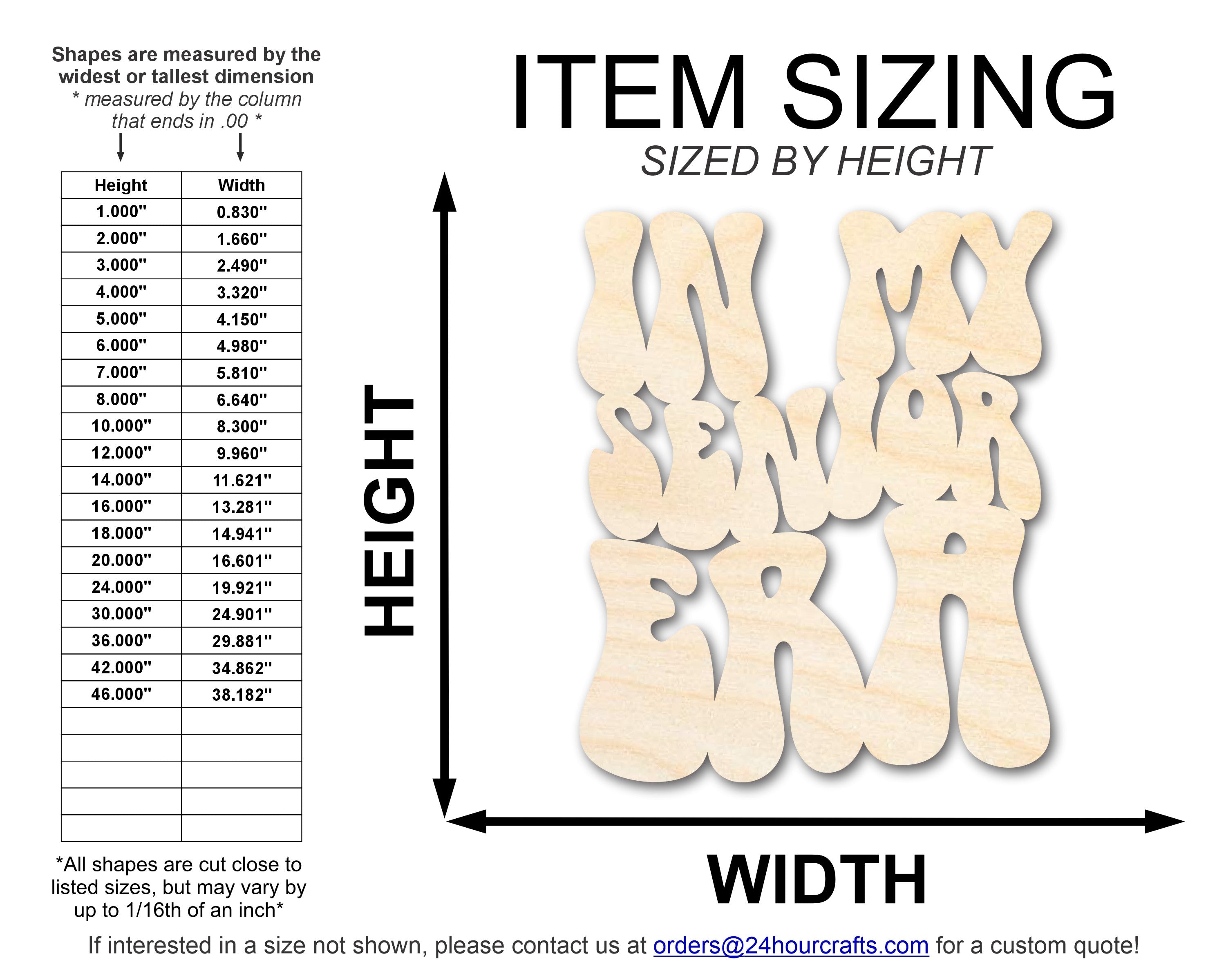 Unfinished Senior Era Wood Cutout for DIY Crafts | Up to 46 Sizes for Multiple DIY Projects