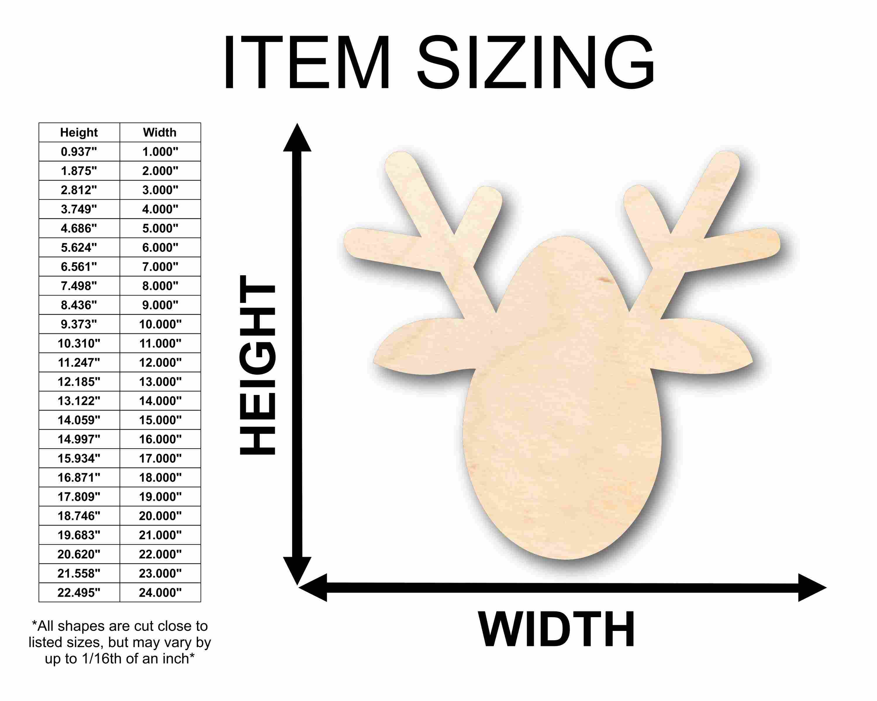 DIY Unfinished Wood Christmas Reindeer Ornament Silhouette - Up to 46 Craft Options