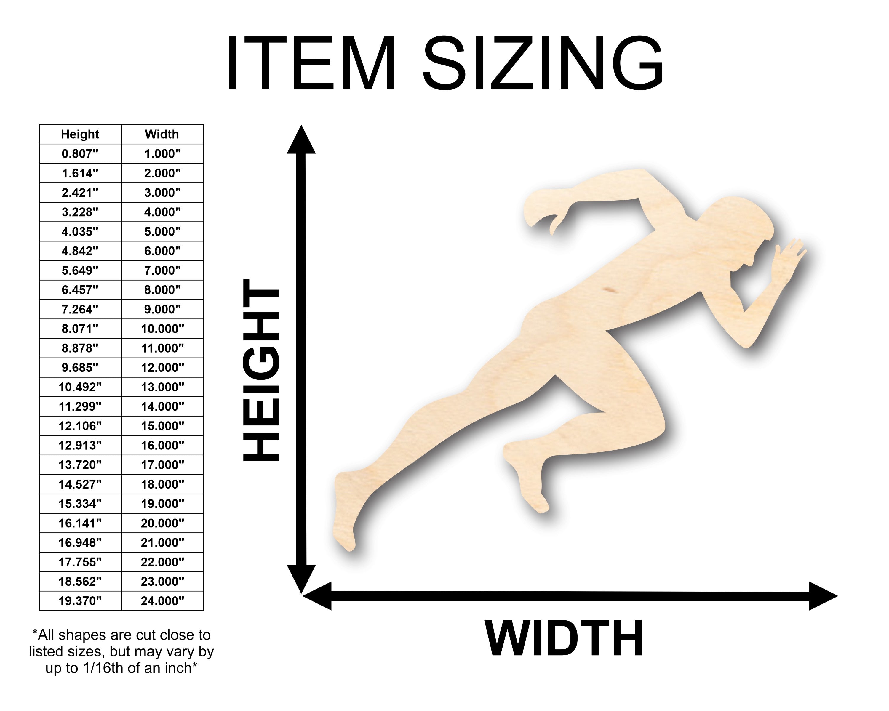 Unfinished DIY Wood Craft - Track Sprinter Shape, Suitable for up to 46 Do - It - Yourself Projects