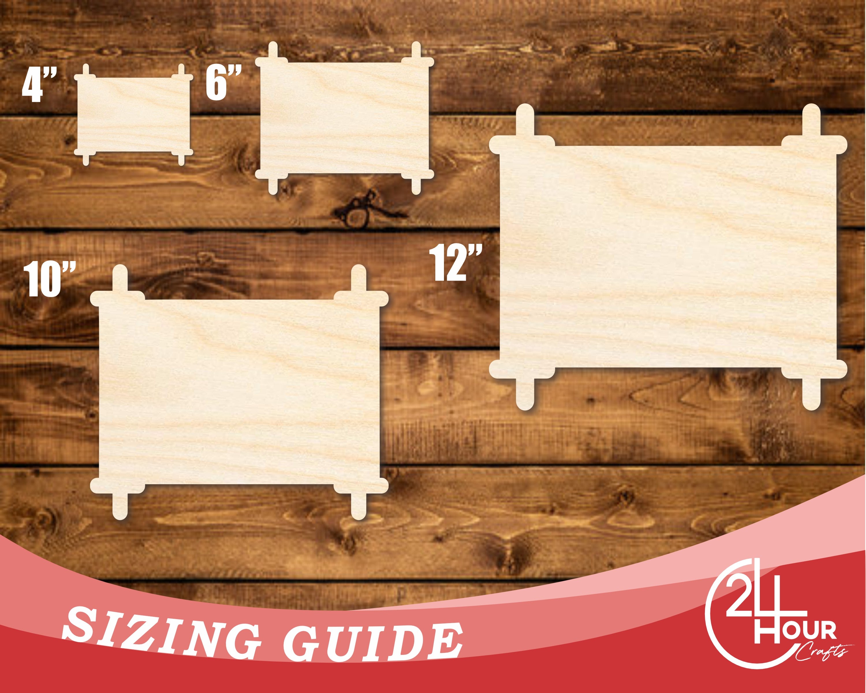 DIY Unfinished Baltic Birch Torah Scroll Shape Cutouts up to 46 Inches
