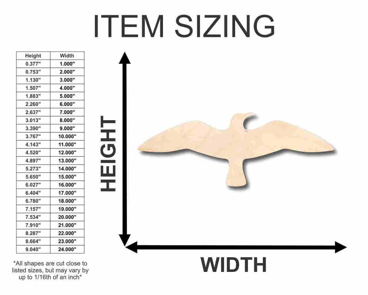 DIY Unfinished Baltic Birch Wood Flying Seagull Shapes up to 46