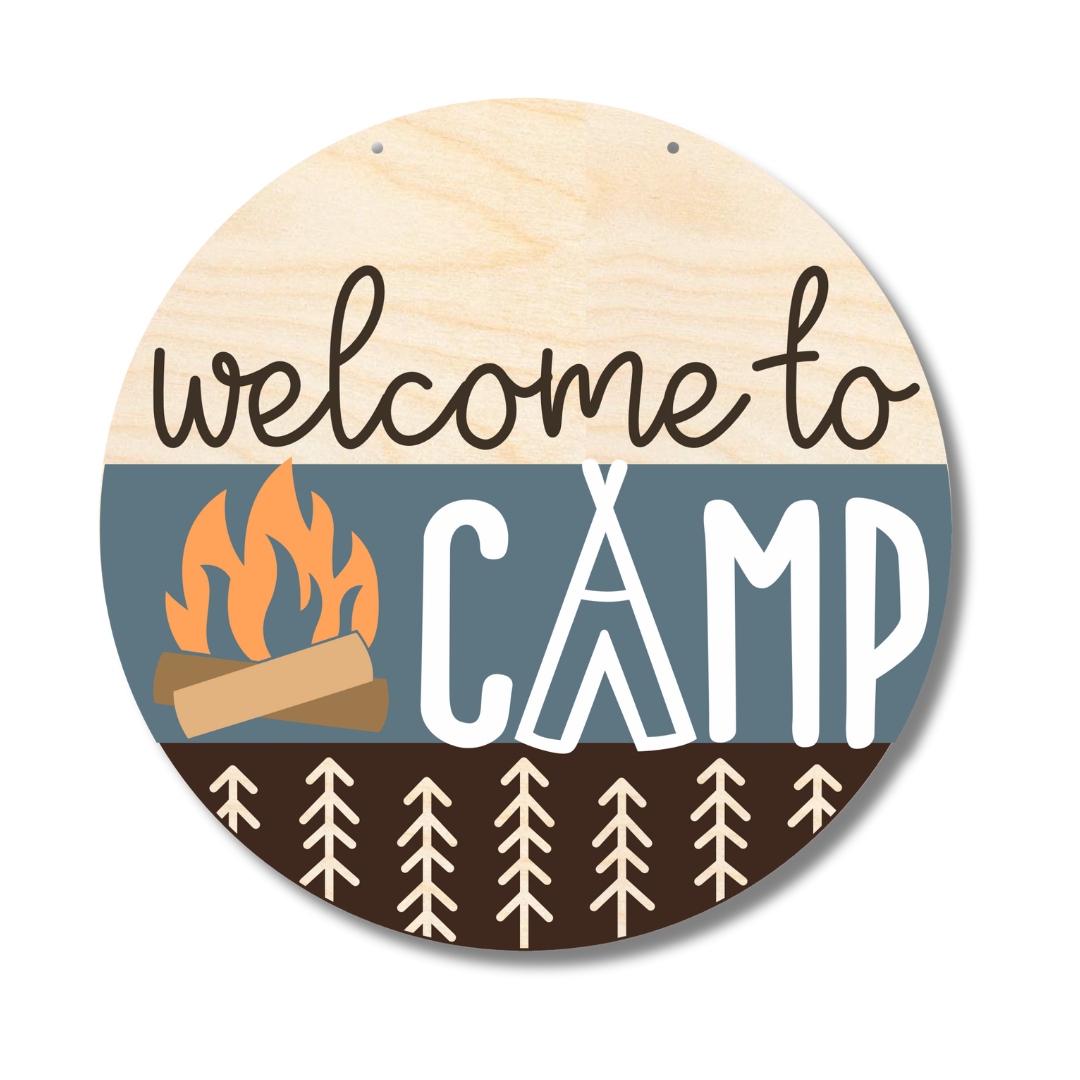 Unfinished Wood Door Sign Kit for Welcoming Guests to Camp | High - Quality Wood Craft Cutouts, 1/4 - Inch Thick