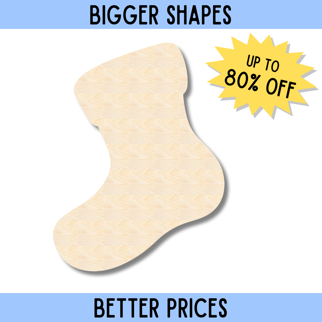 Enhanced Unfinished Wood Stocking Shape for DIY Craft Cutouts