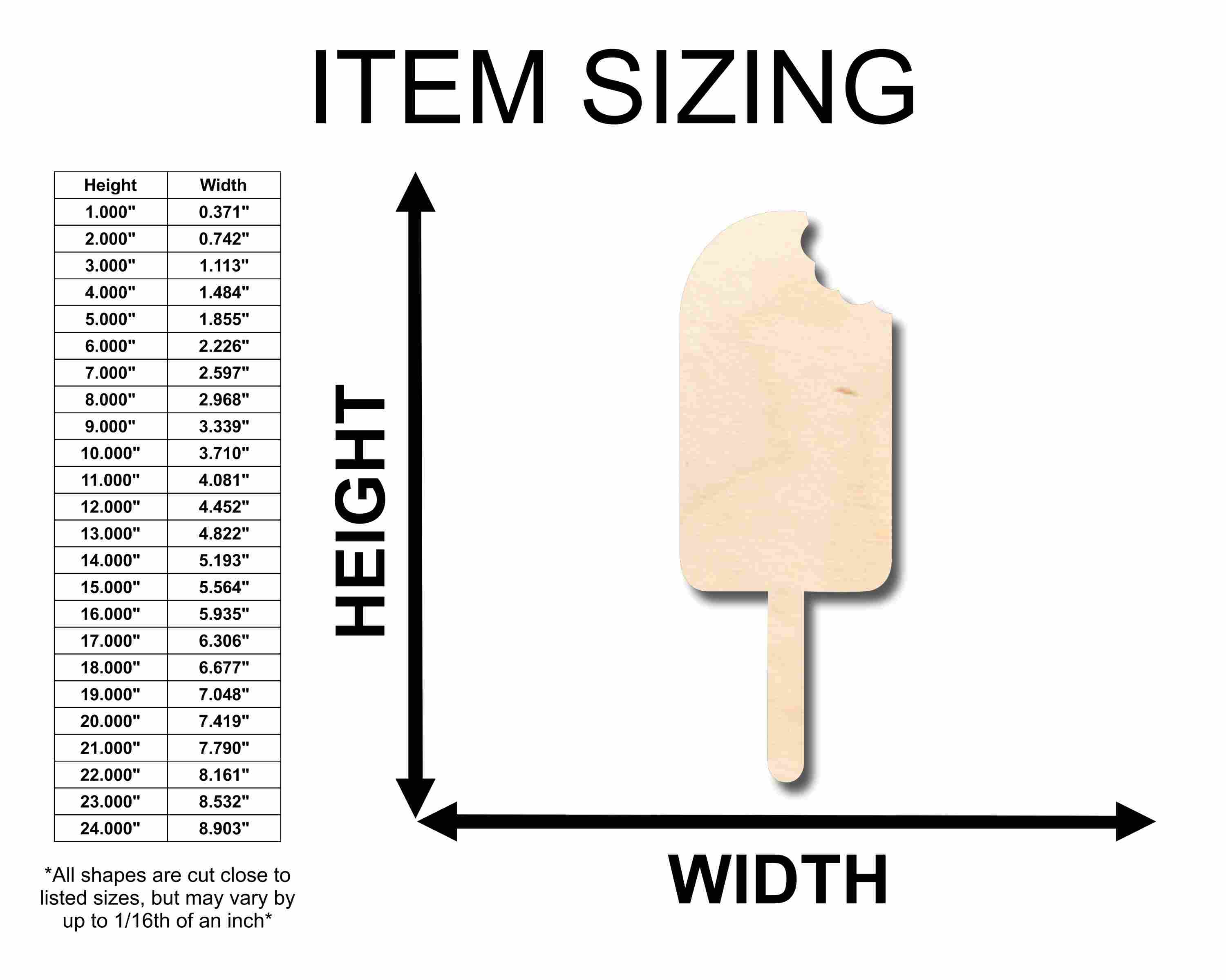 DIY Unfinished Wood Popsicle Craft with Bite Silhouette - Up to 46 Projects