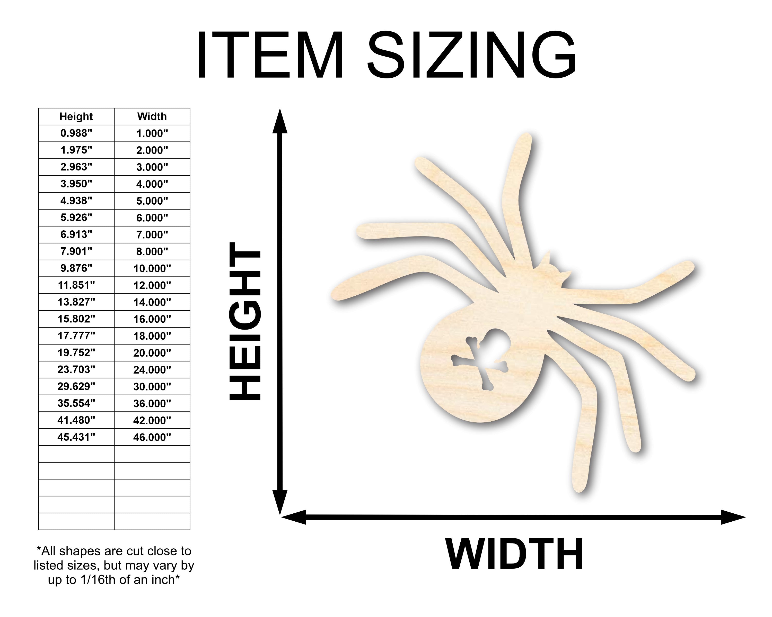 Unfinished Baltic Birch Wood Spider Shapes - Craft Items up to 36 Inches