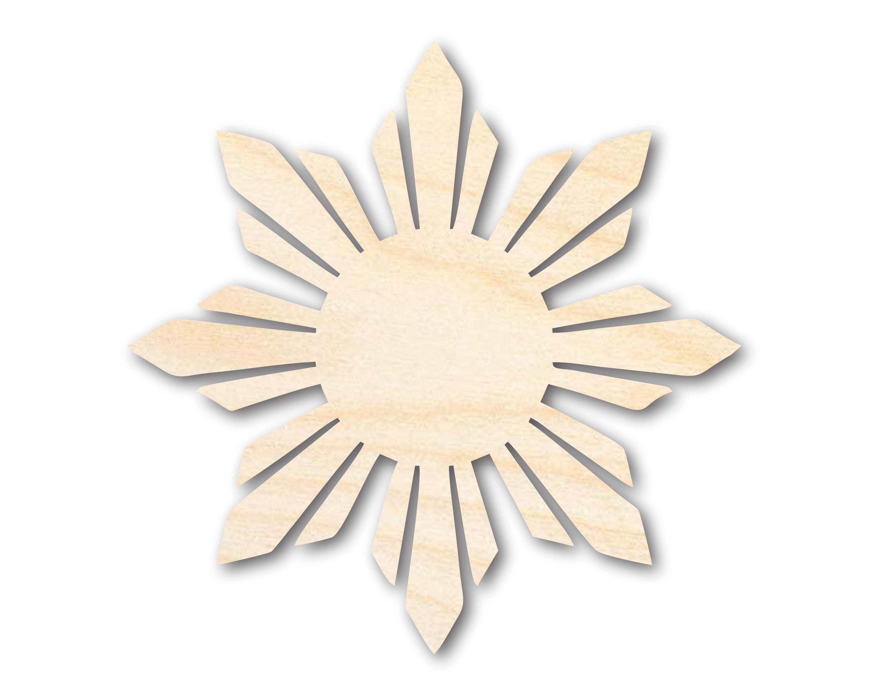 Unfinished Baltic Birch Wood Folk Sun Silhouette Shape for Crafts - Up to 36 Inches